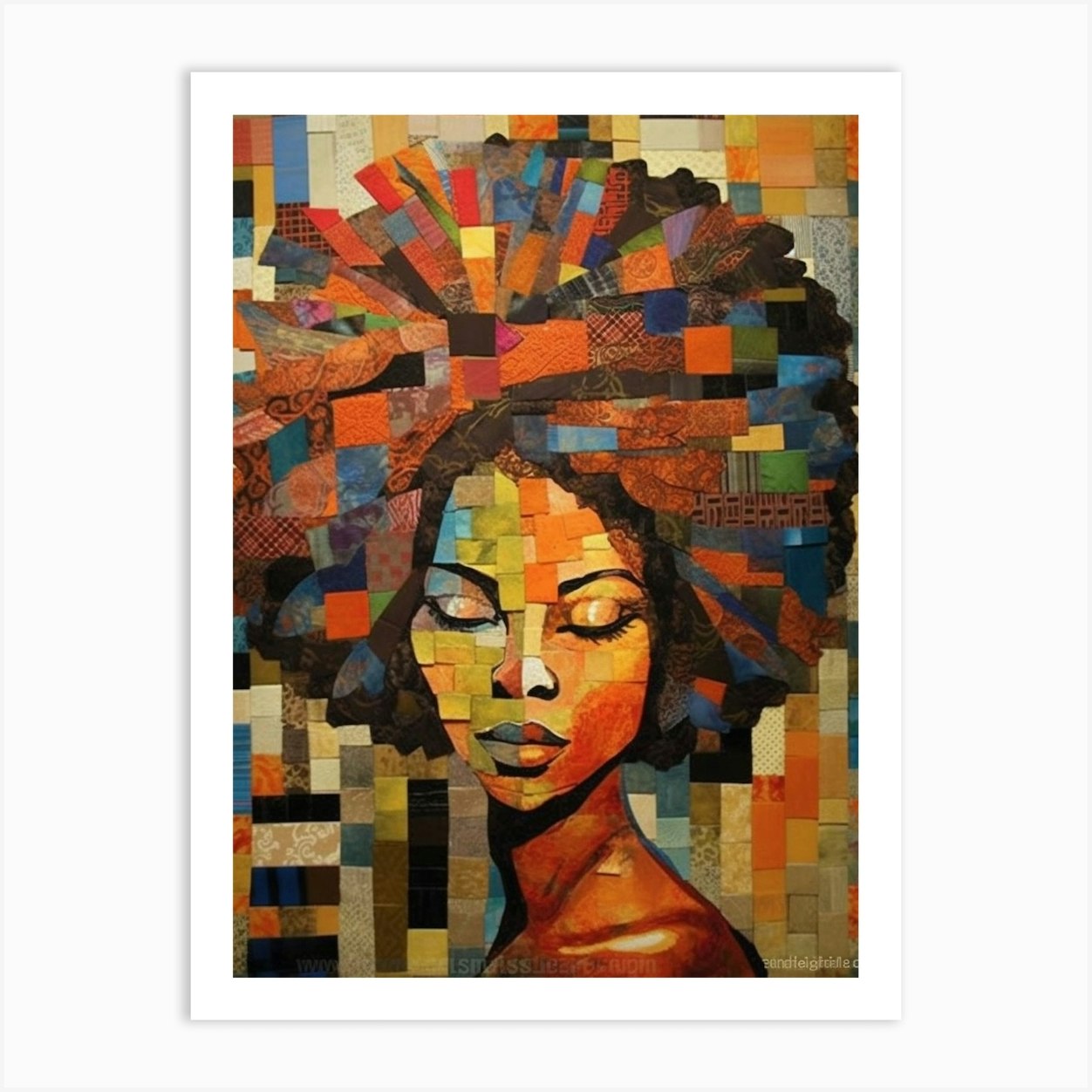 Afro Patchwork Portrait 3 Art Print by AfroFusion - Fy