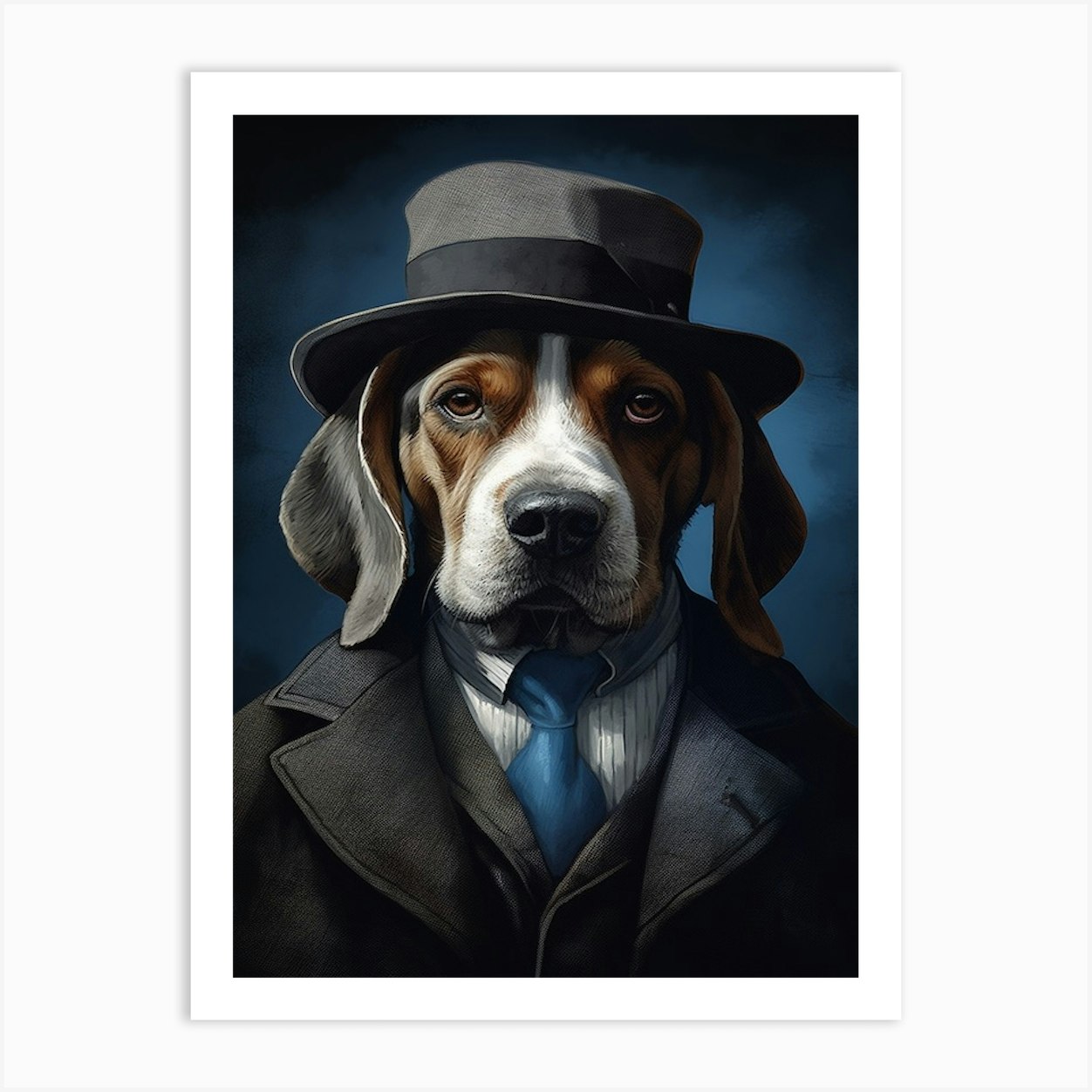 Gangster Dog Beagle 2 Art Print by Woof and Whiskers - Fy