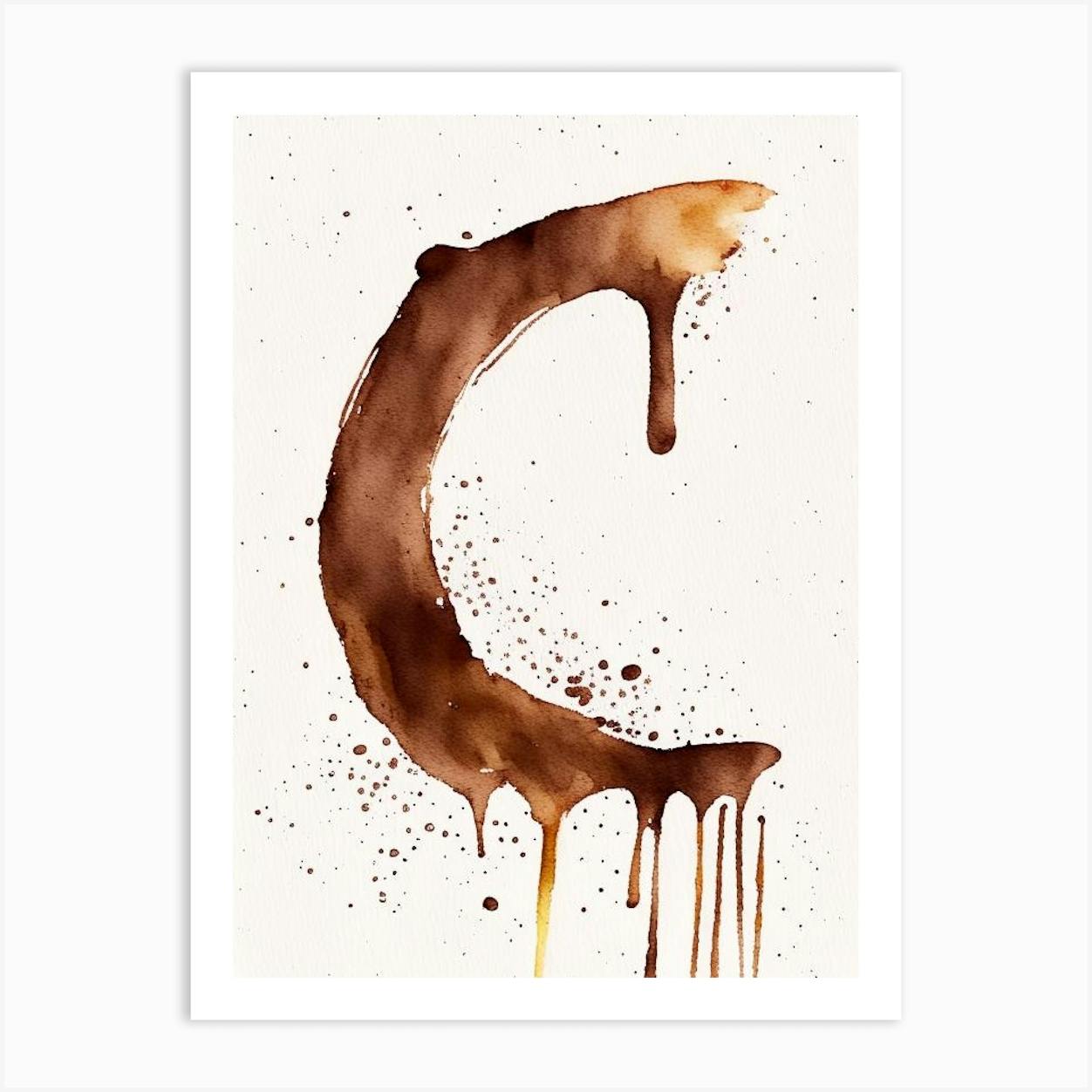 C Chocolate, Letter, Alphabet Minimalist Watercolour 2 Art Print