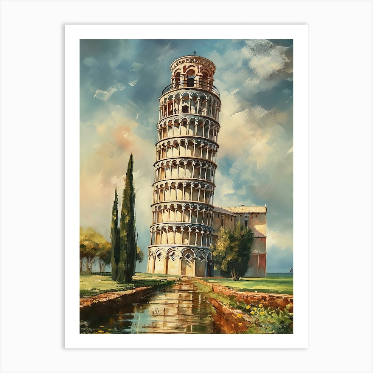 Tower Of Pisa Camille Pissarro Style 4 Art Print by Fusion Designs - Fy