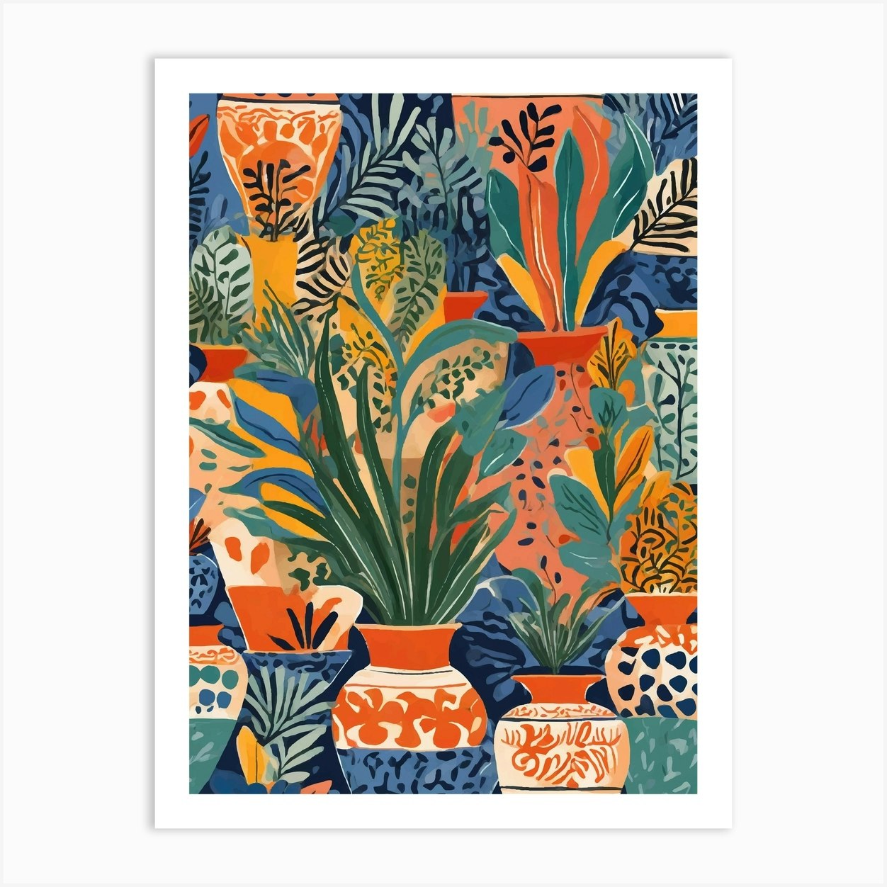 Colorful Illustration Of Mediterranean Pots And Plants Art Print By 