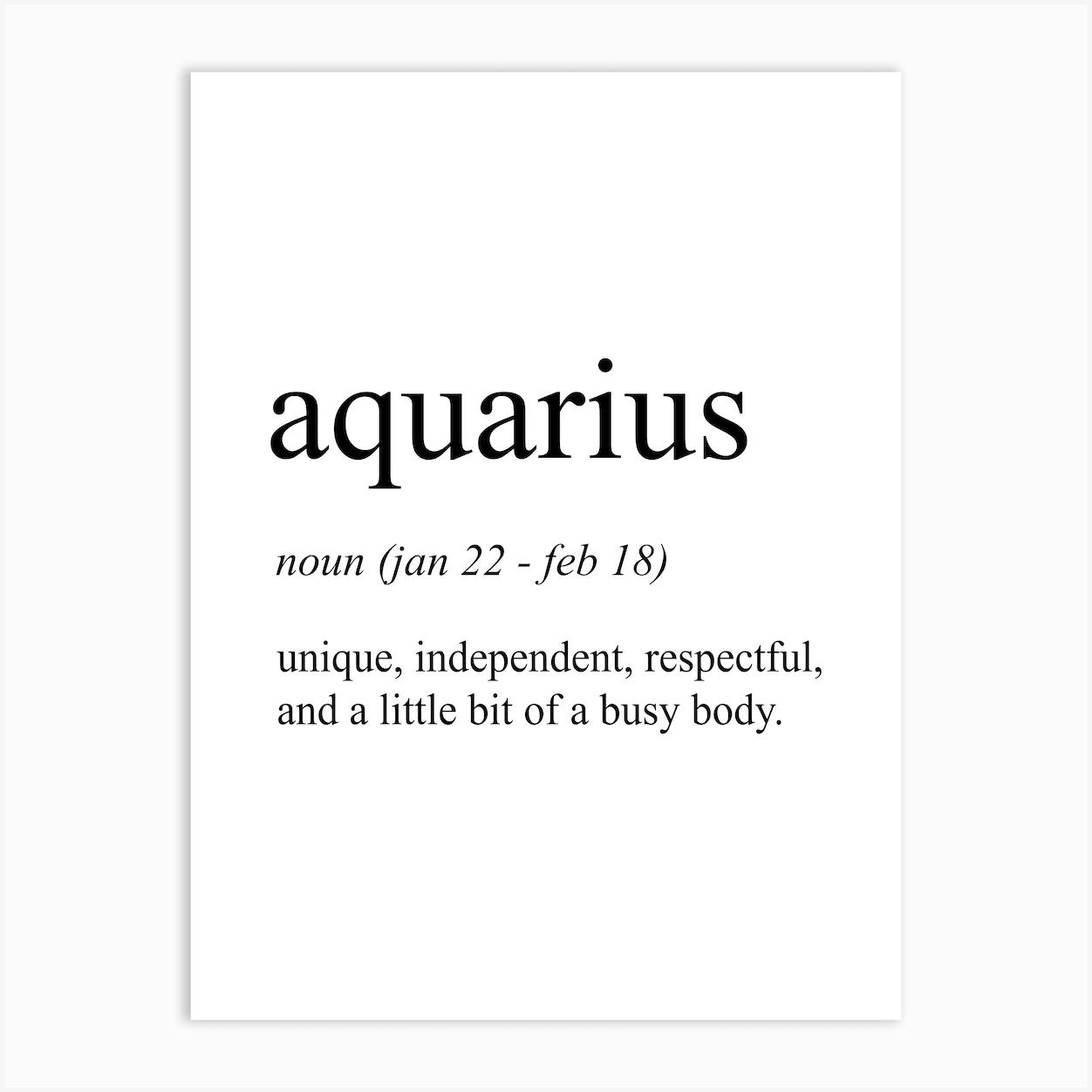 Aquarius Star Sign Definition Meaning Art Print by Pixy Paper Fy