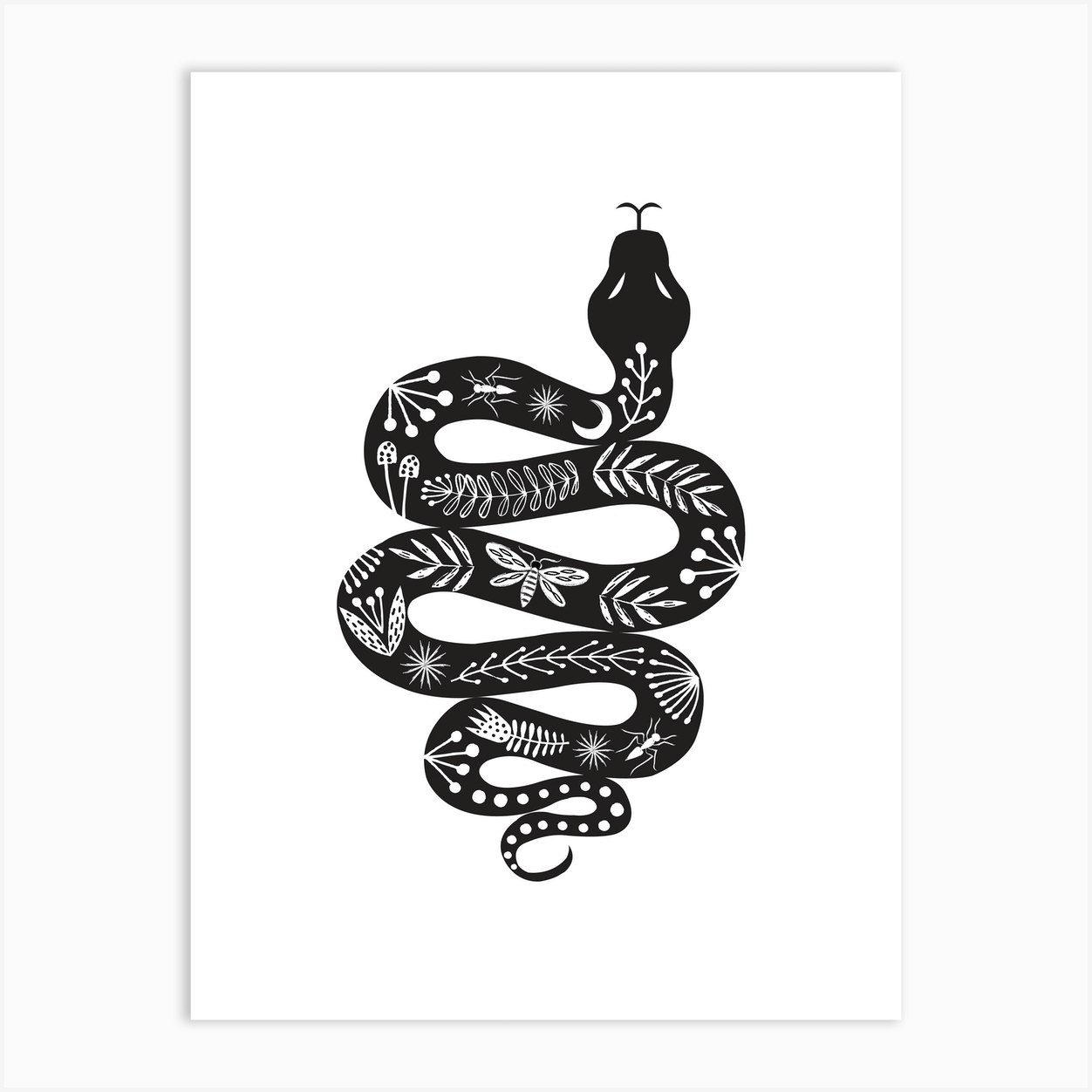 Folk Snake Art Print by Maggiemagoo Designs - Fy