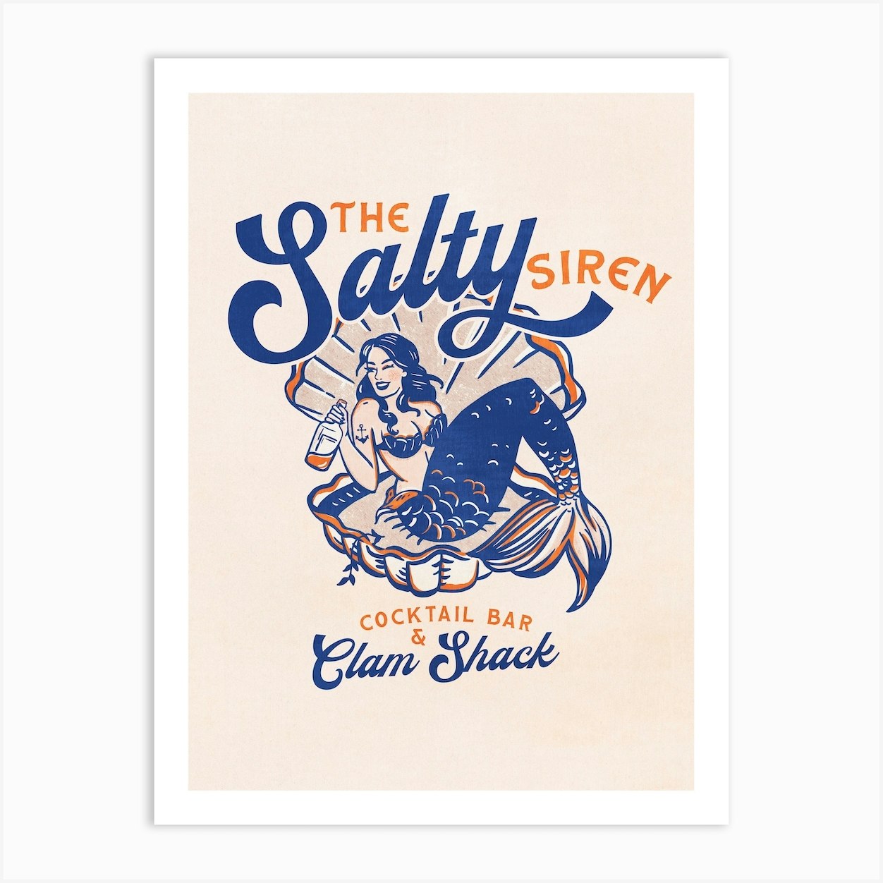 Salty Siren Dive Bar Mermaid Art Print by The Whiskey Ginger Fy