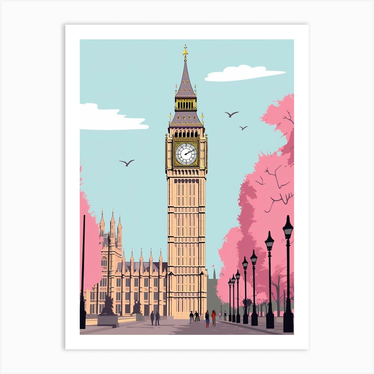 England Travel Illustration Art Print by WanderWall Prints Fy