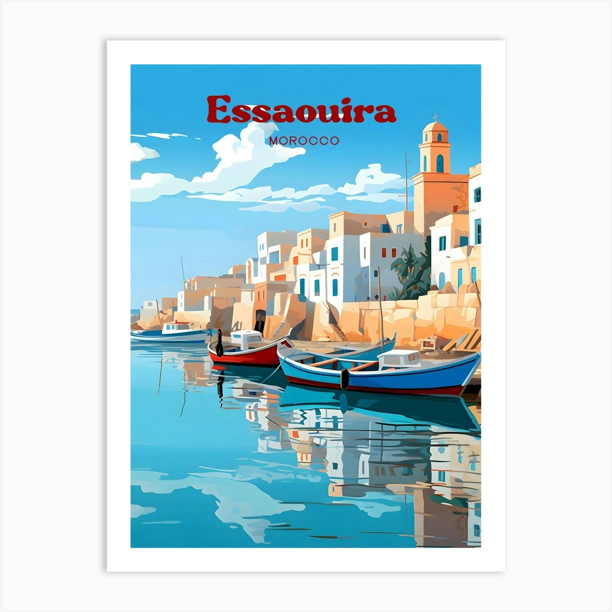 Essaouira Morocco Street view Travel Illustration Art Print by ...