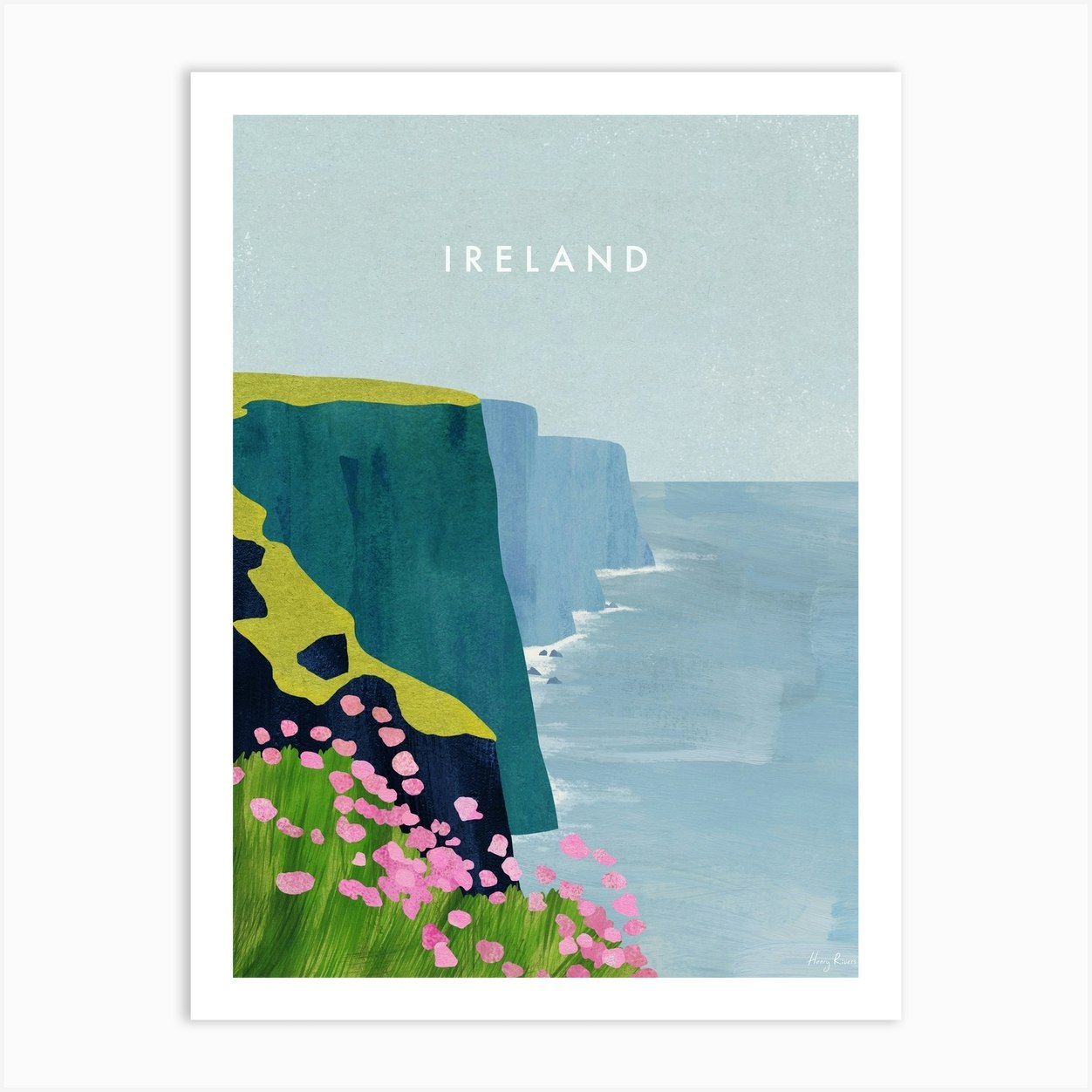 Ireland Vintage Travel Poster, Cliffs of Moher Minimalist Art Print by