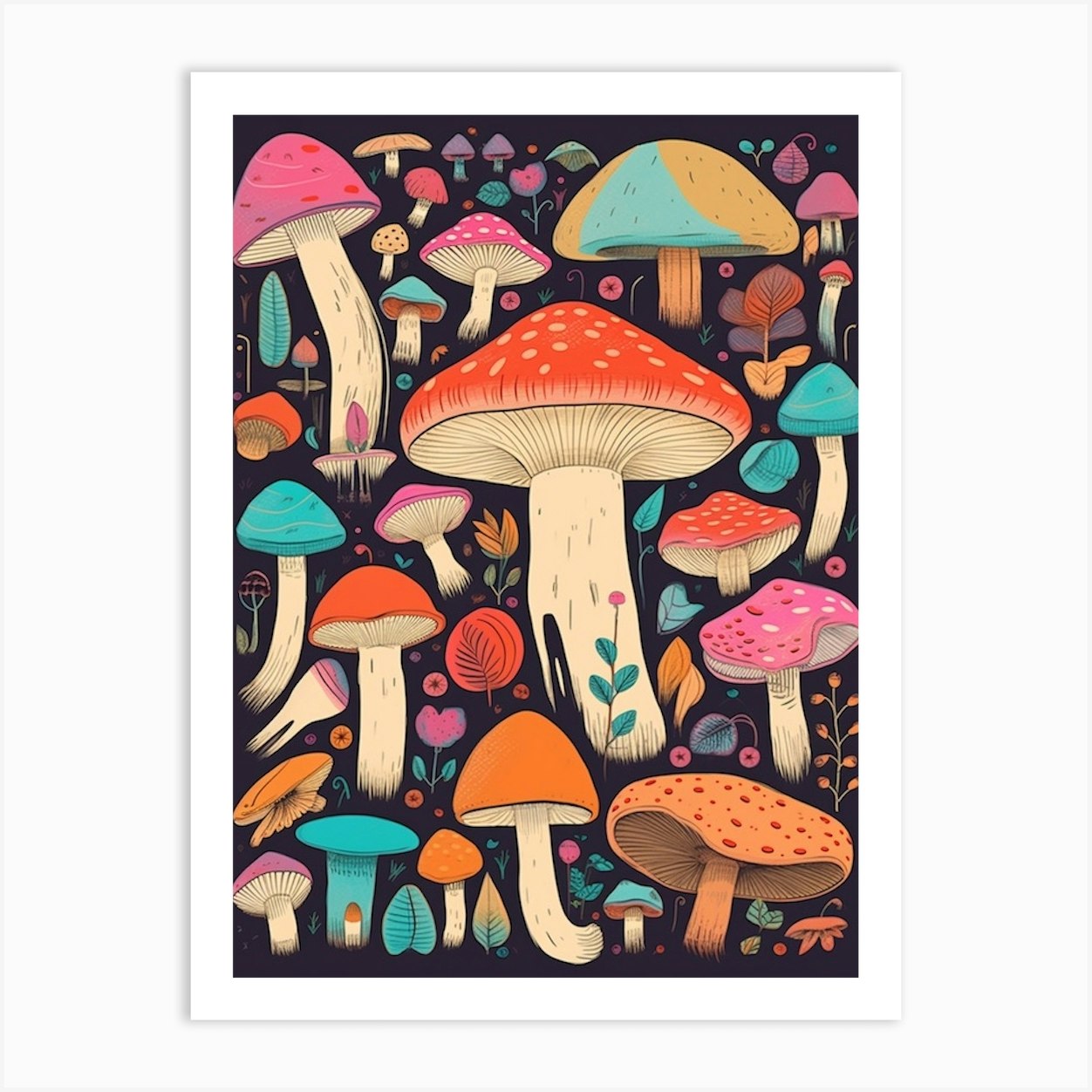 Funky Mushrooms 3 Art Print by Enchanted Prints - Fy