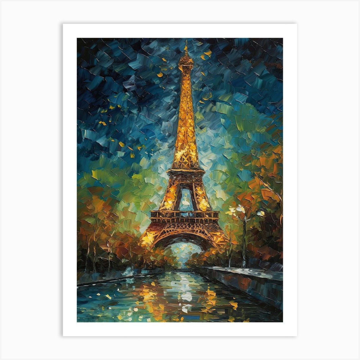 Eiffel Tower Paris France Vincent Van Gogh Style 30 Art Print by Fusion ...