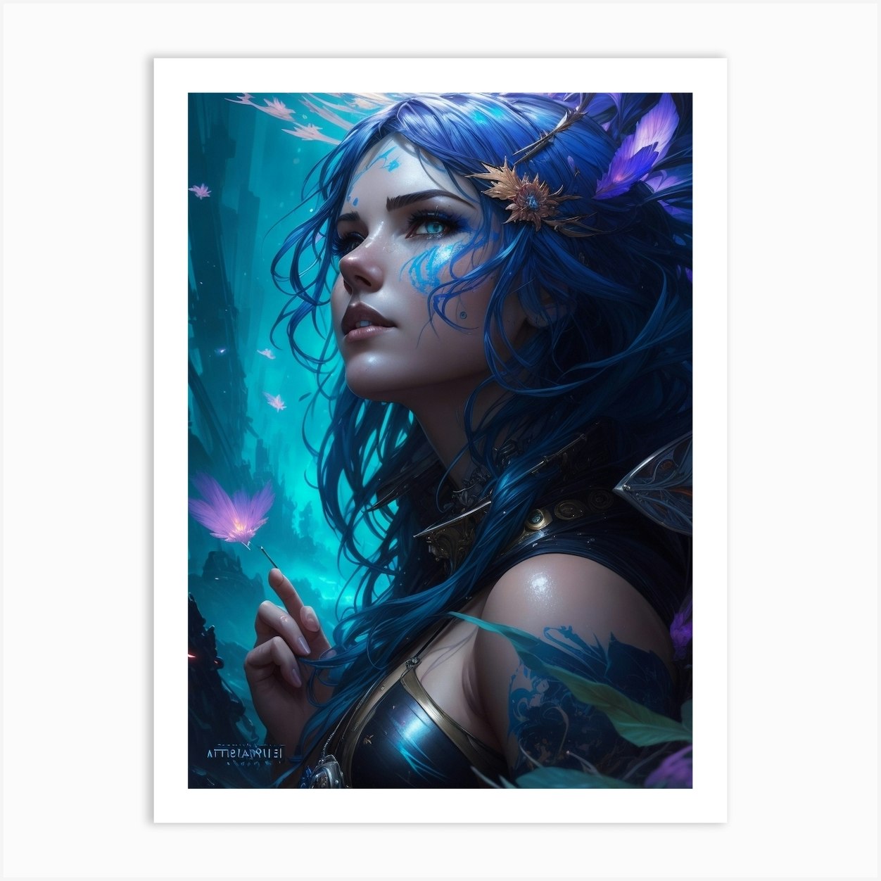 Blue Haired Girl 26 Art Print By Nebuchadnezzar Fy