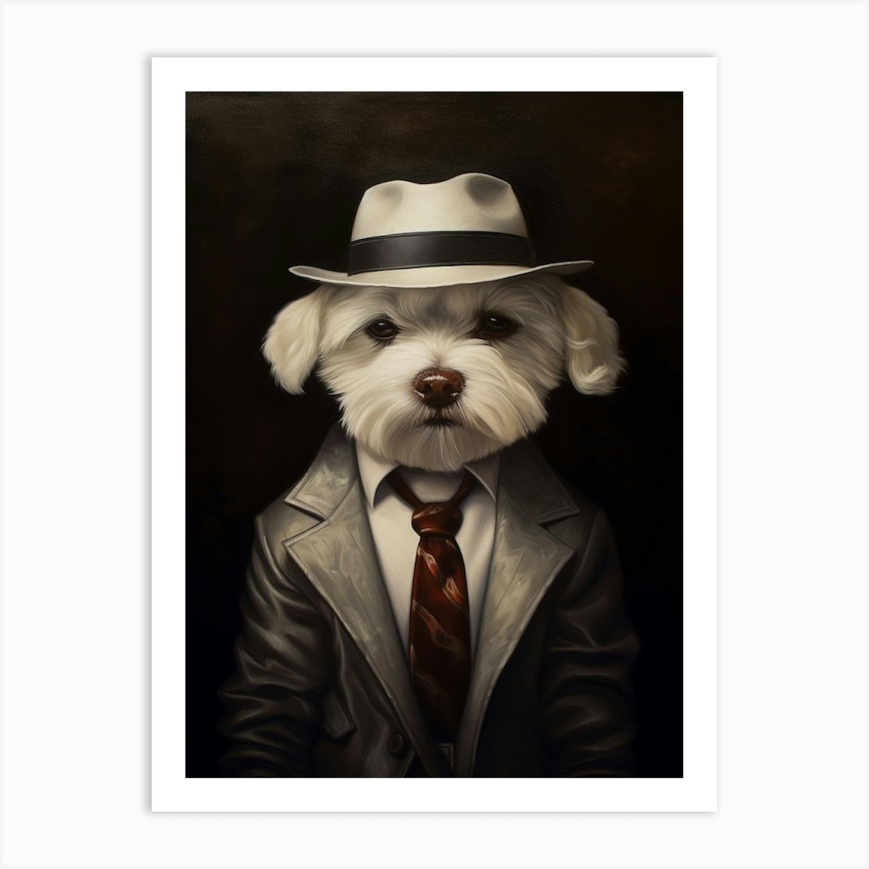 Gangster Dog Maltese 2 Art Print by Woof and Whiskers - Fy