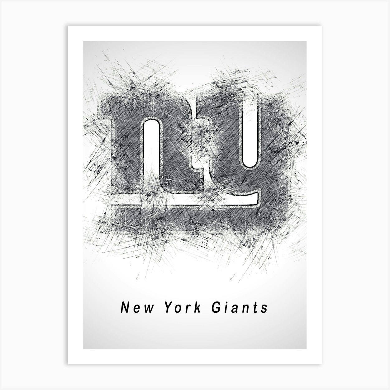 New York Giants Sketch Drawing Art Print By Kunstudio - Fy