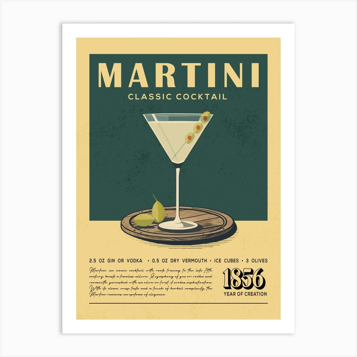 Martini Classic Cocktail Art Print by Vintaprints - Fy