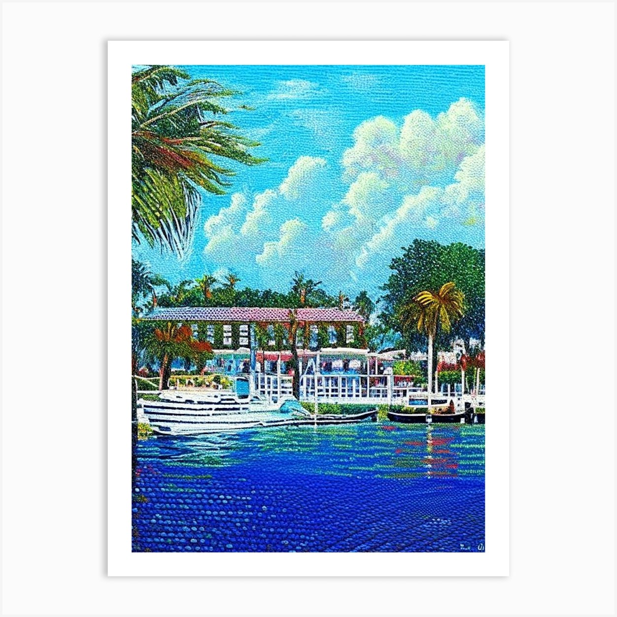 Cape Coral, City Us Pointillism Art Print by US Cityscapes