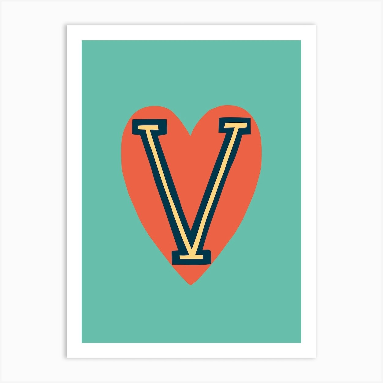 Letter V Typographic Art Print by Lucy Loves This Fy