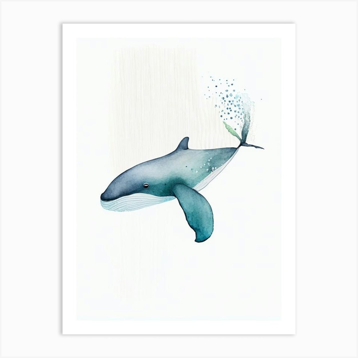 Ginkgo Toothed Beaked Whale Minimilist Watercolour (3) Art Print By The 