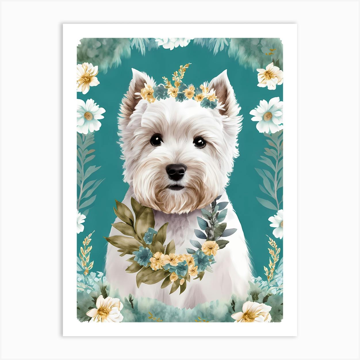 White best sale dog watercolor