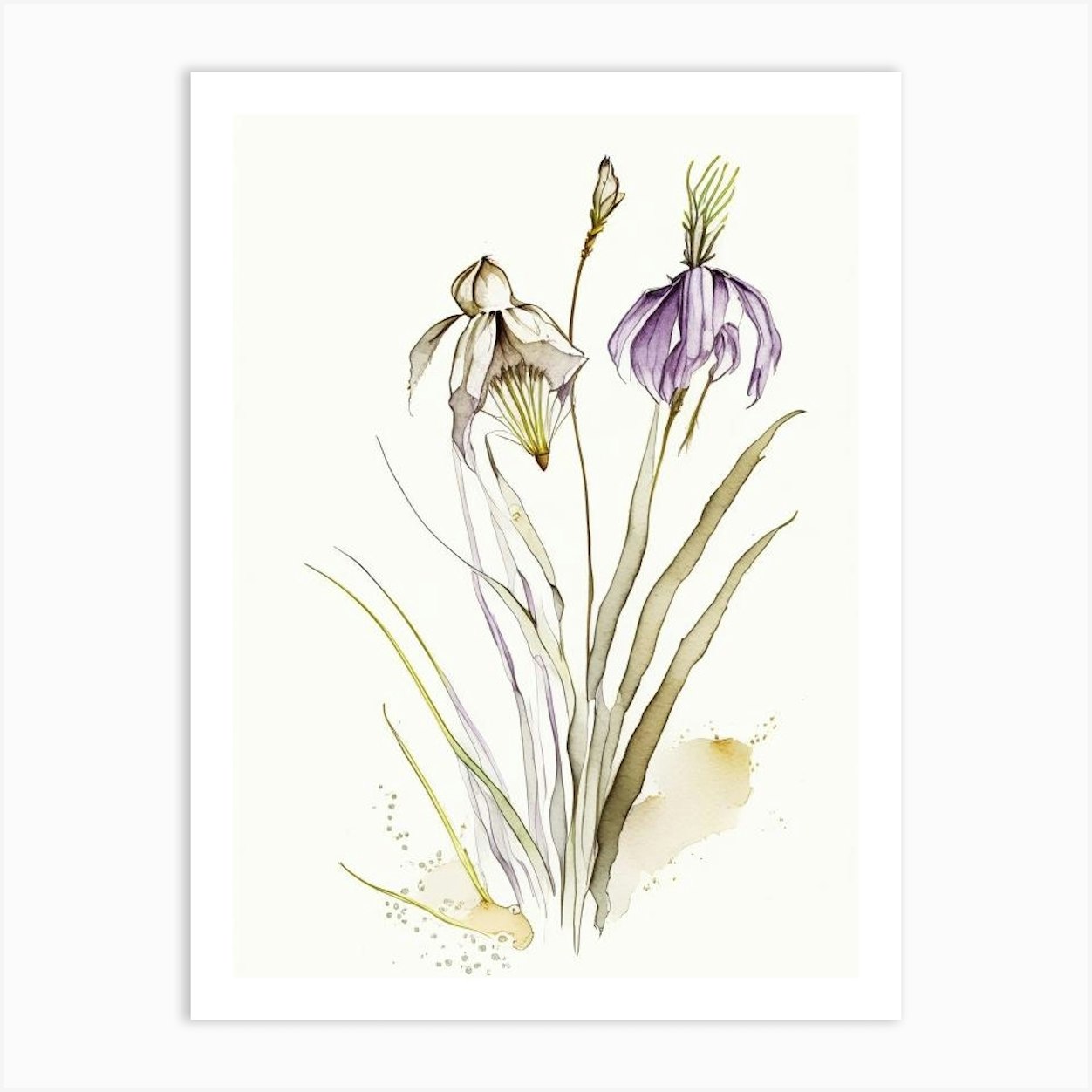 Orris Root Herb Minimalist Watercolour Art Print by Herbaceous Hues - Fy