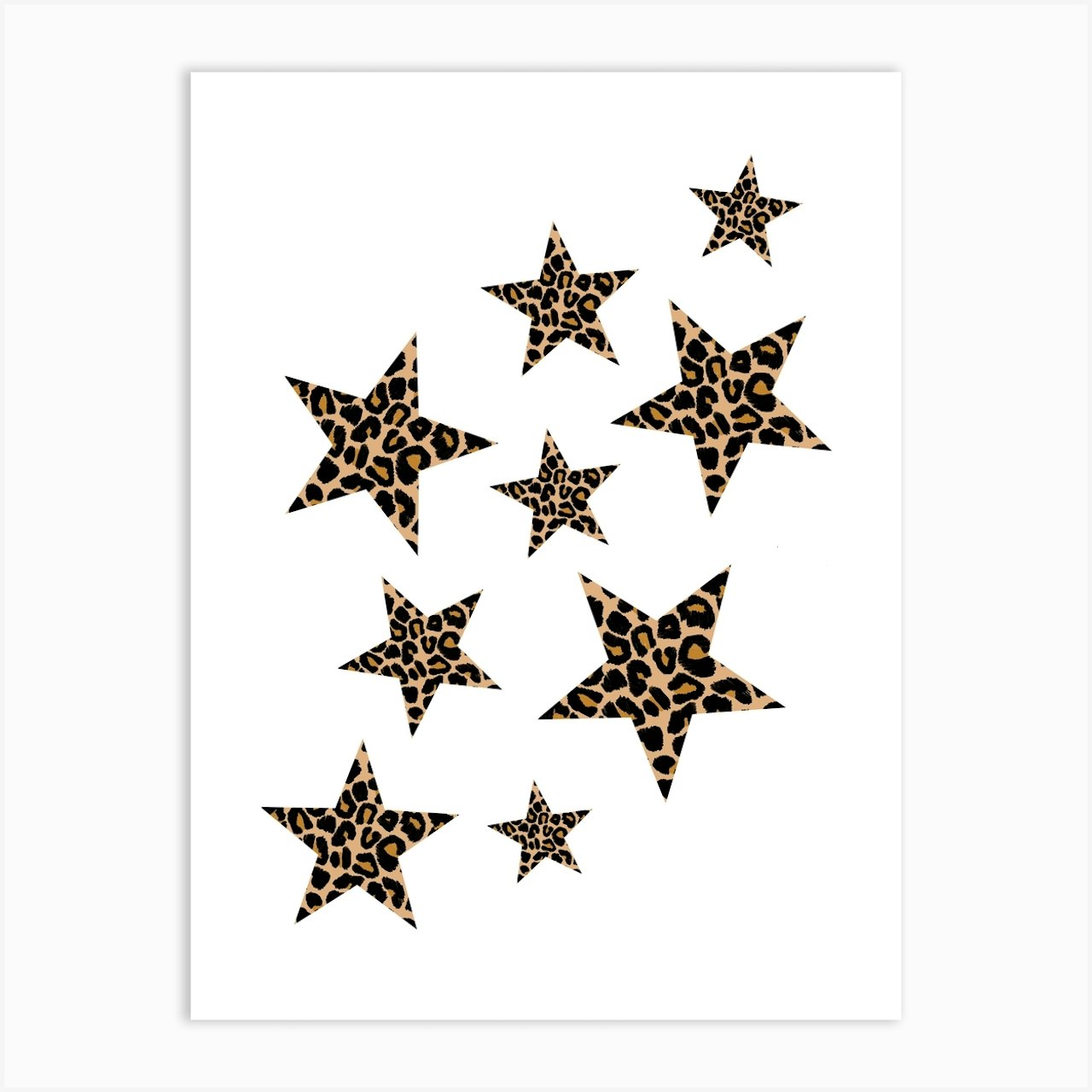 Leopard Print Stars Pattern Art Print by OneThreeSix - Fy