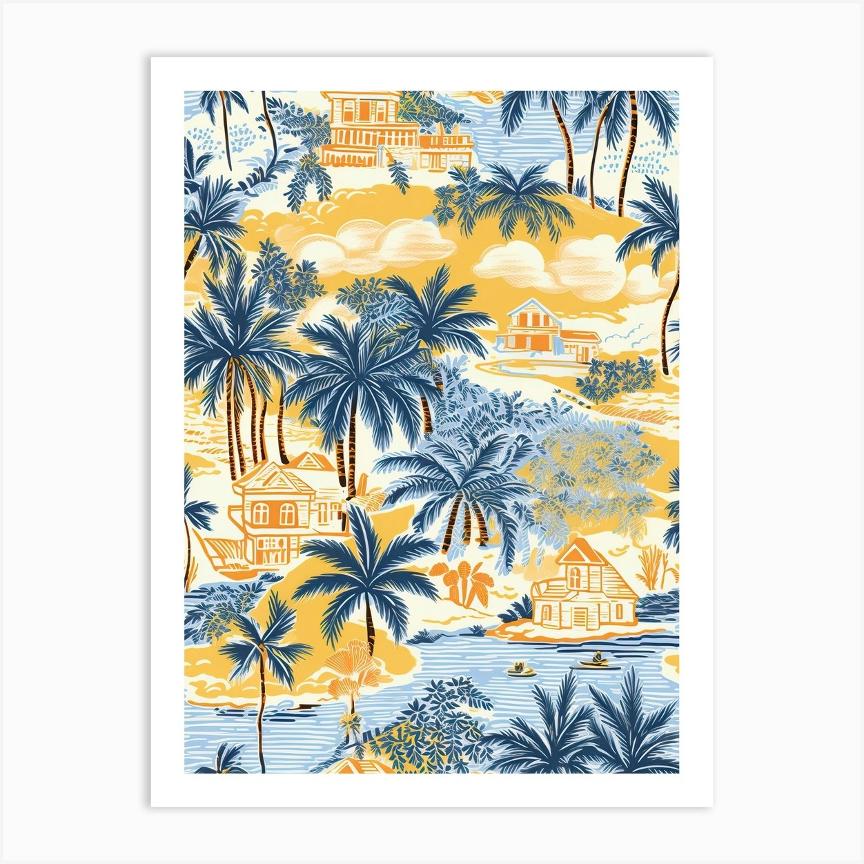 Gold Coast In Australia, Inspired Travel Pattern 2 Art Print by House