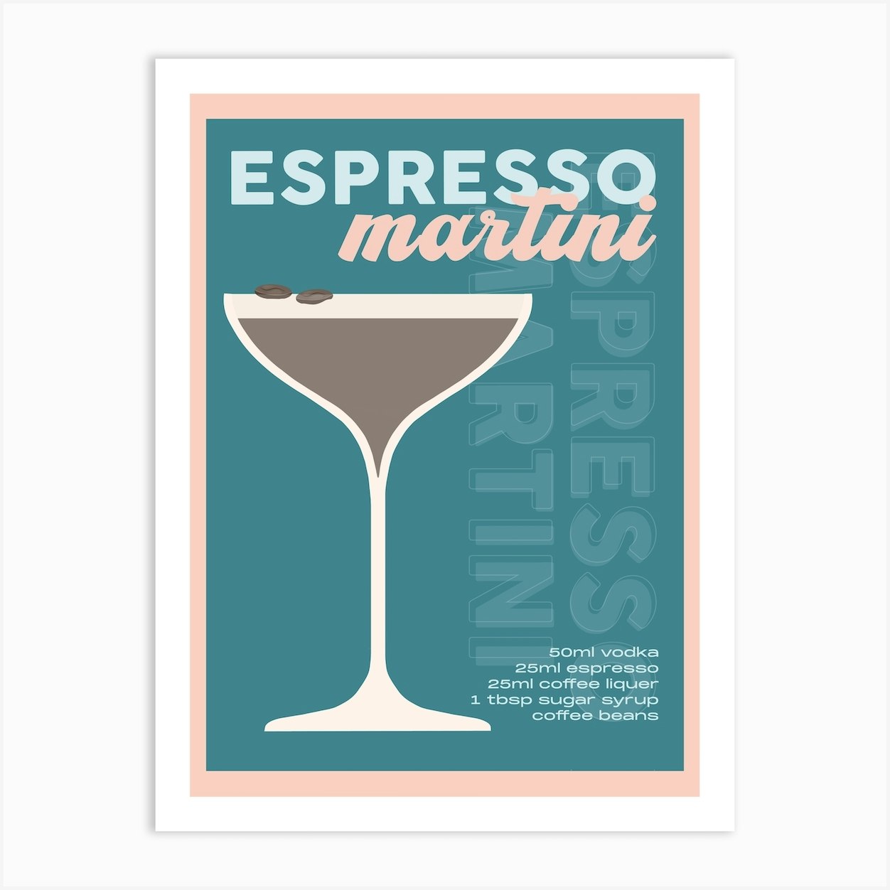 Teal Espresso Martini Cocktail Art Print By Alaina Creates Fy