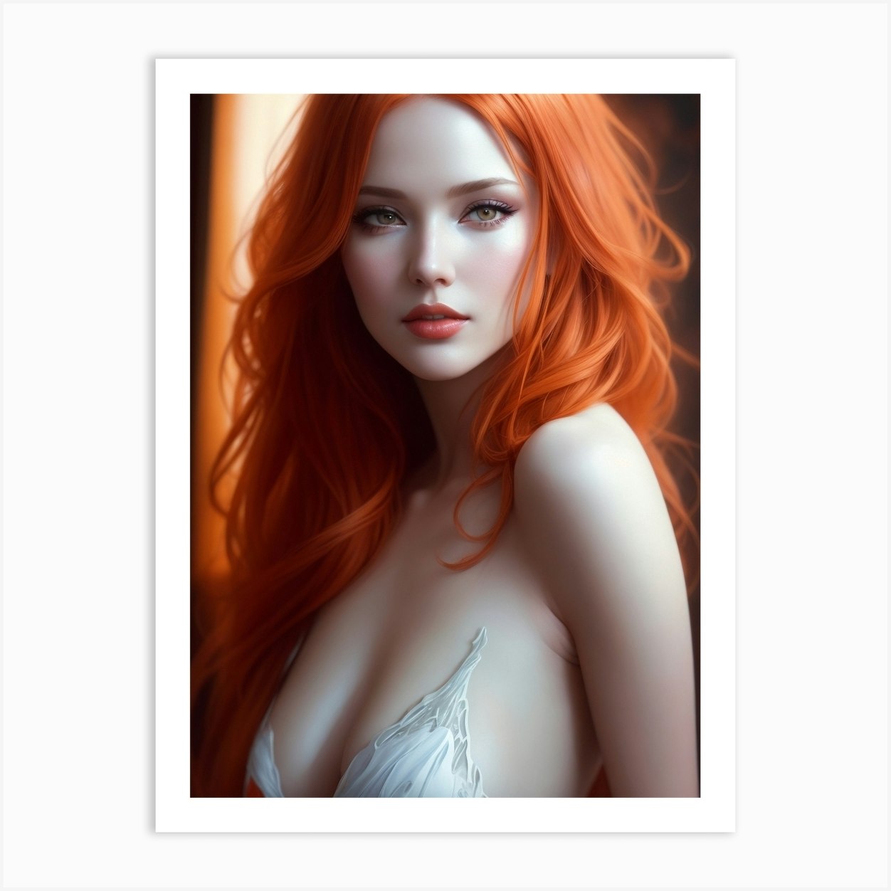 Angel Beautiful Sexy Woman Orange Hair Dark Mak 1 Art Print By Nebuchadnezzar Fy