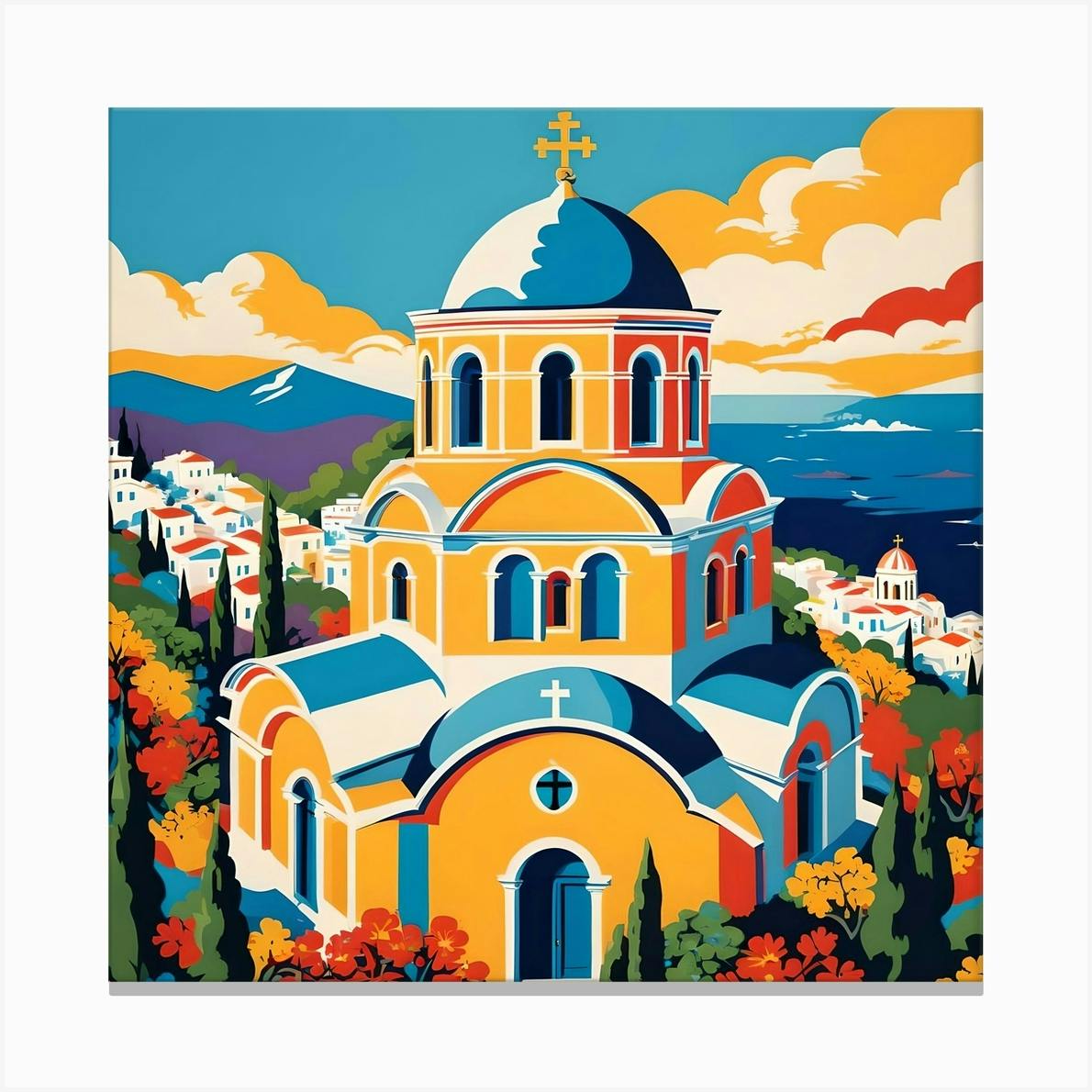 Seaside chapel colored deals 12x12 print