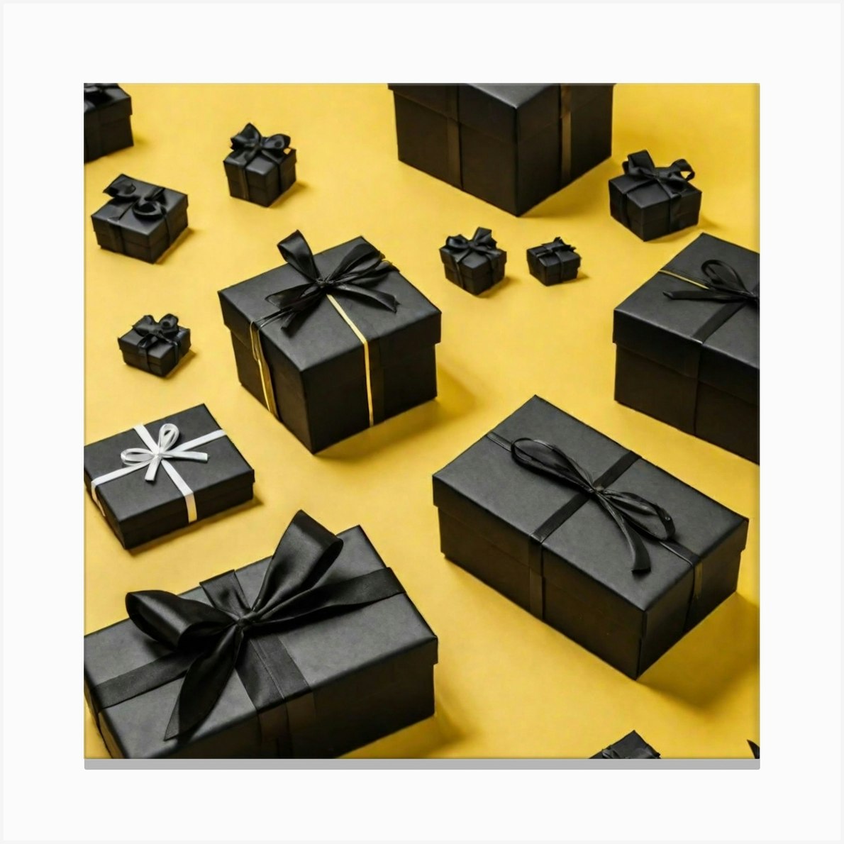 Black Gift Boxes 1 Canvas Print by Pat4U Fy