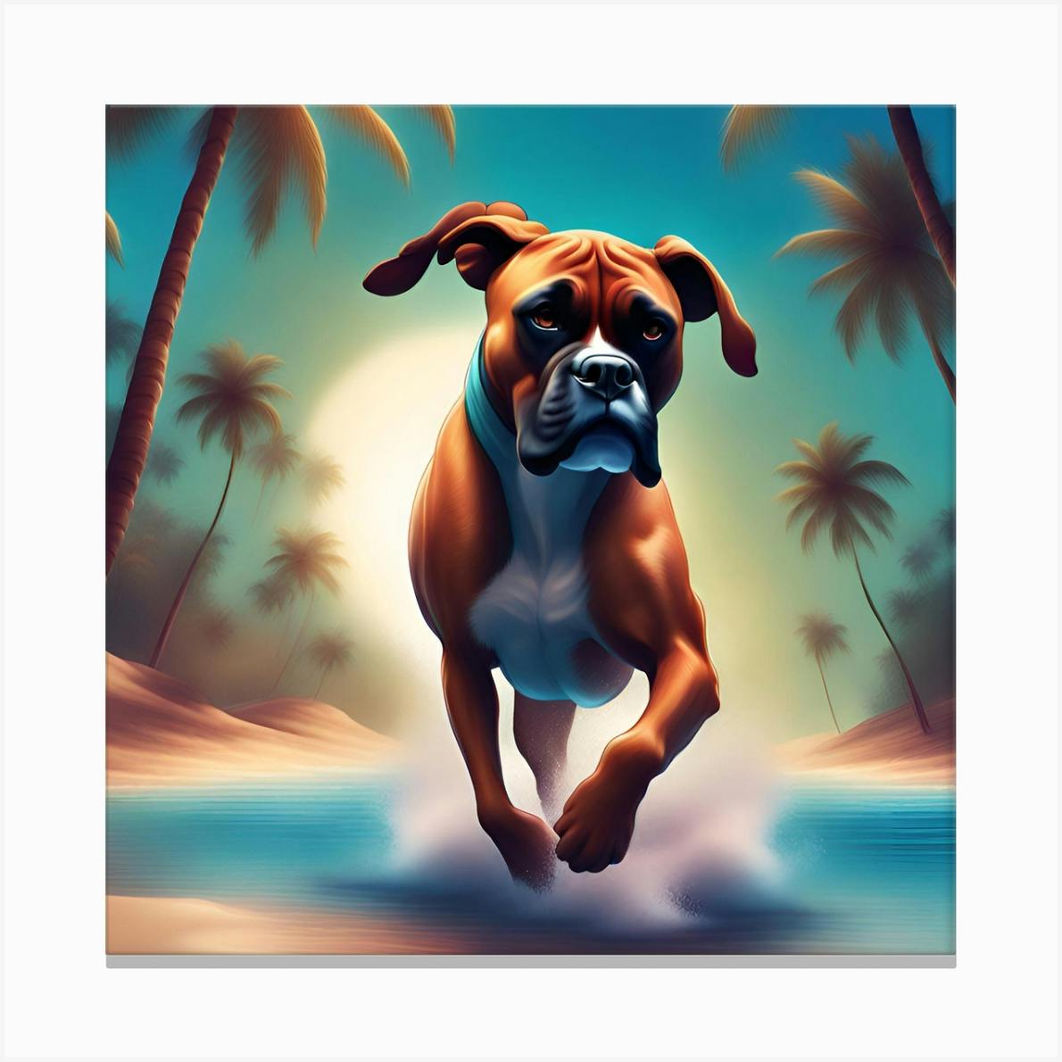 A Dog On The Beach Poster 2024 Painting canvas 12*18inch