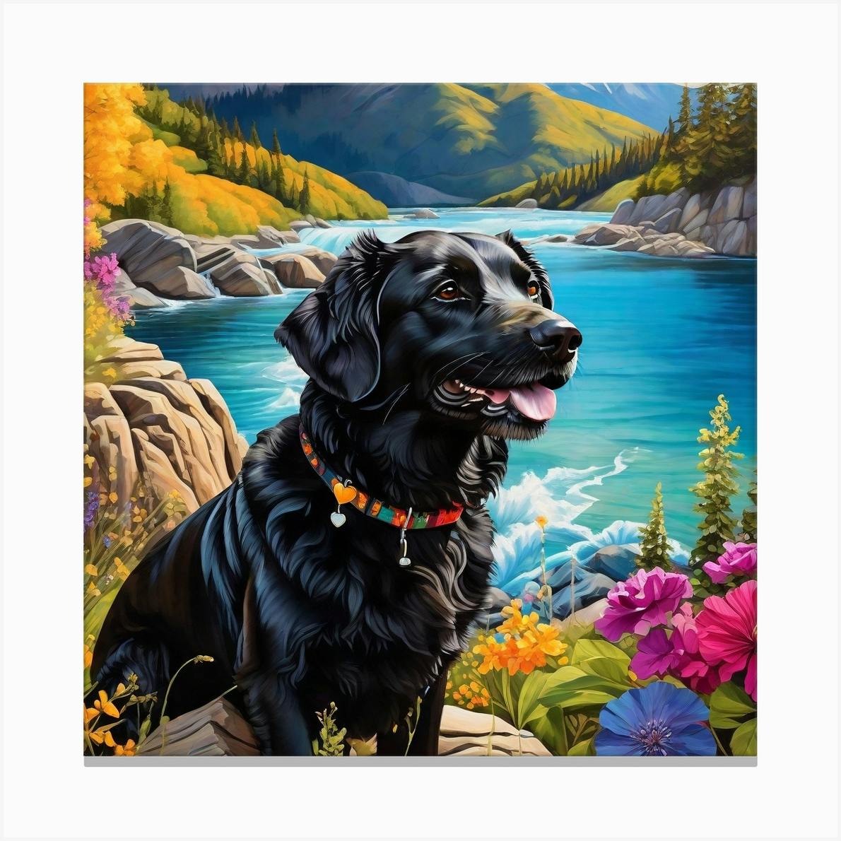 Black Labrador Retriever Art Print by Artistcom Fy