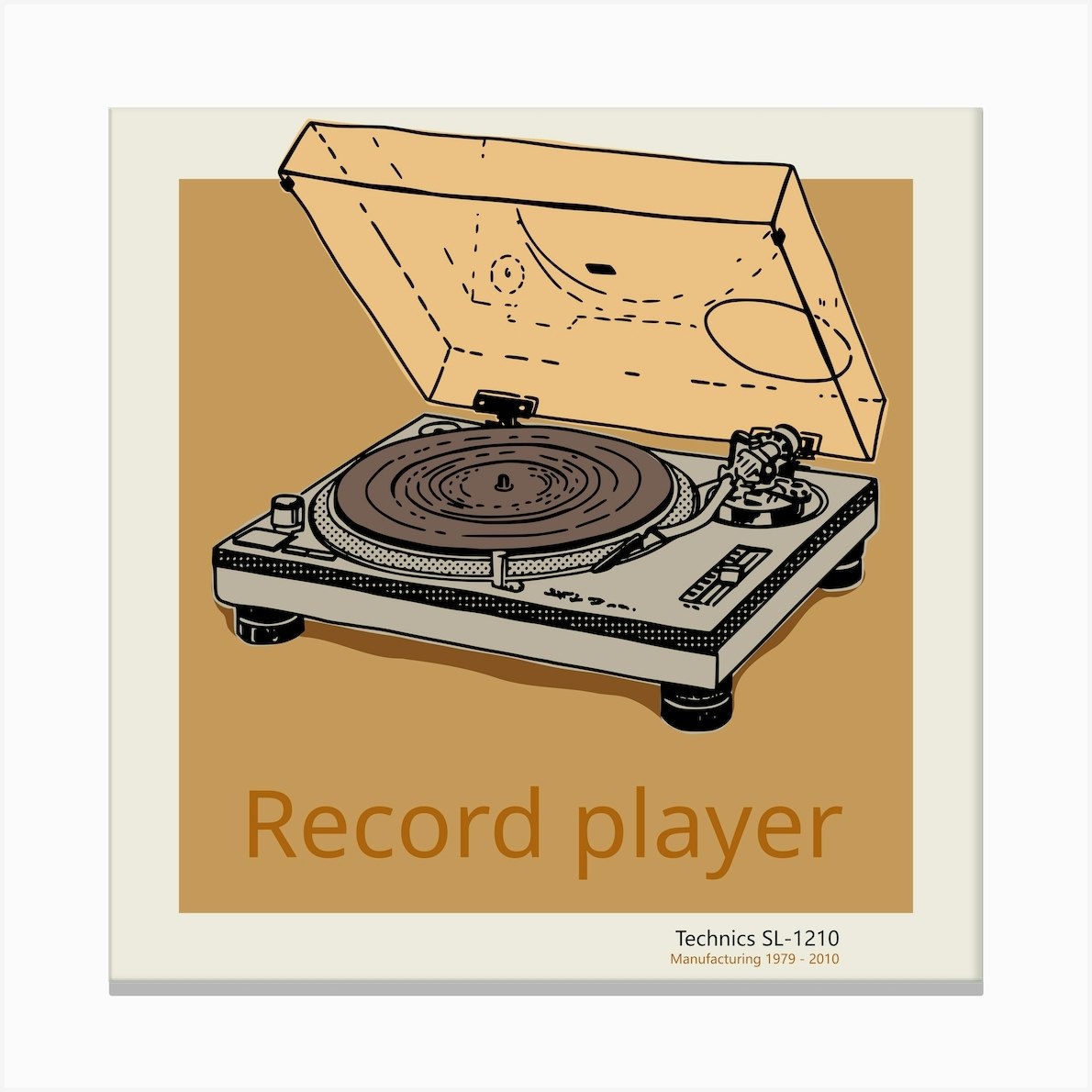 Celebrate The 80s Record Player Square Canvas Print by DESIGN D'annick - Fy