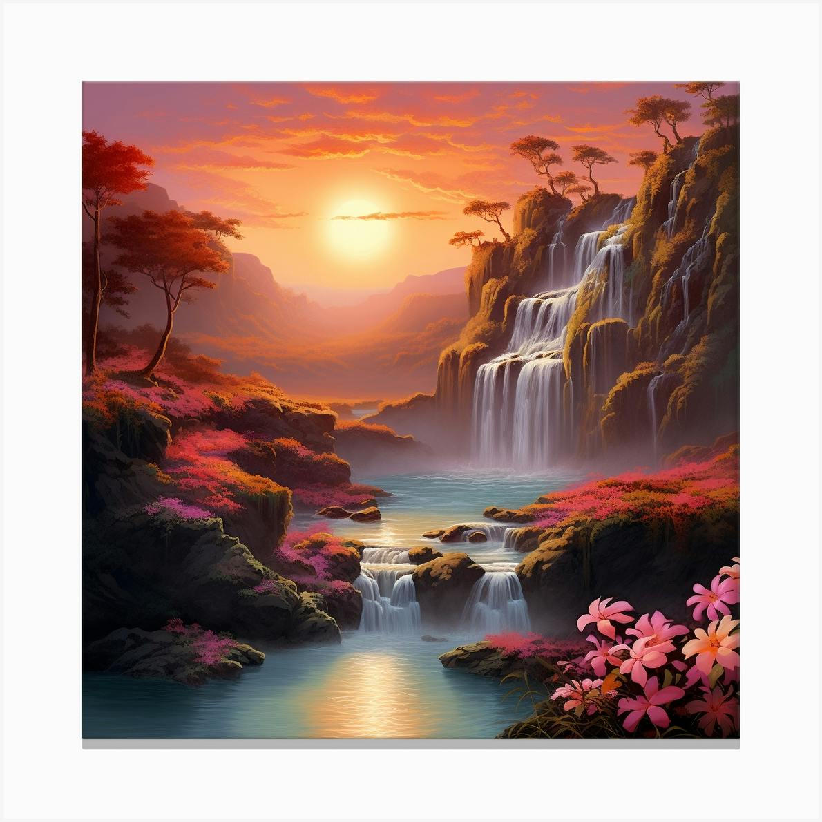 Waterfall Painting Canvas Print