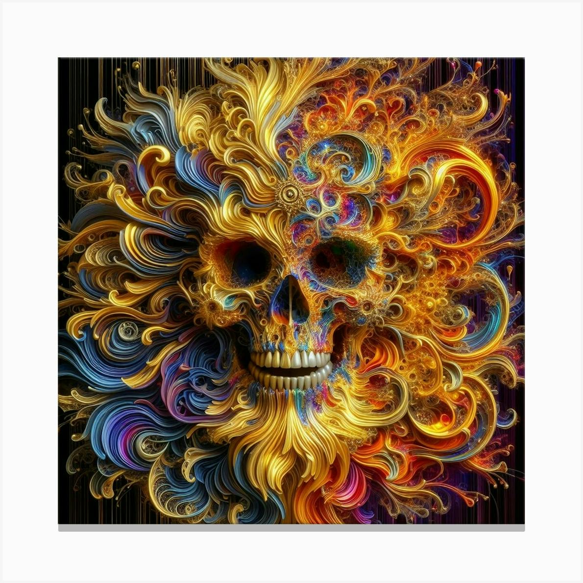 Psychedelic Skull 4 Canvas Print by Vitalka - Fy