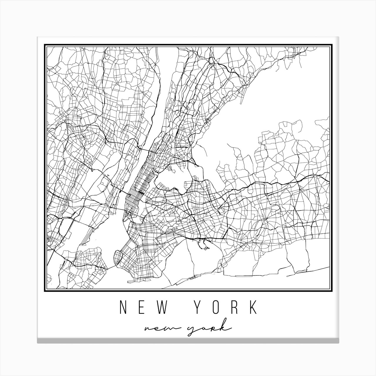 New York New York Street Map Art Print by Typologie Paper Co - Fy