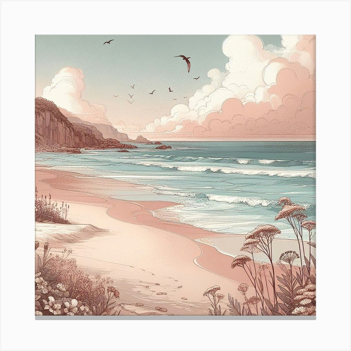 Ocean Beach Print 2 Canvas Print by designedbyjosh Fy