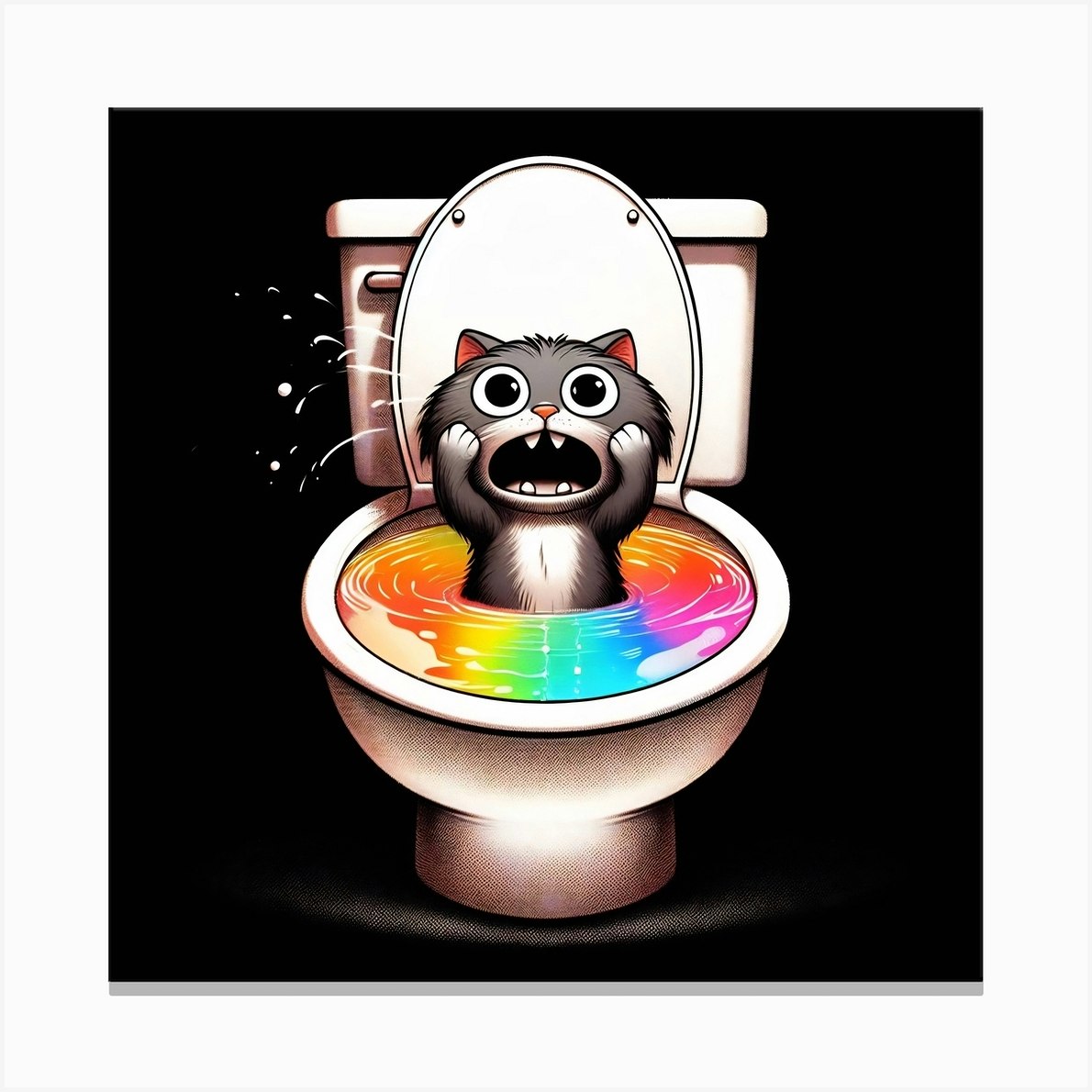 Cat In The Toilet 9 Canvas Print by DREAMERARTS Fy