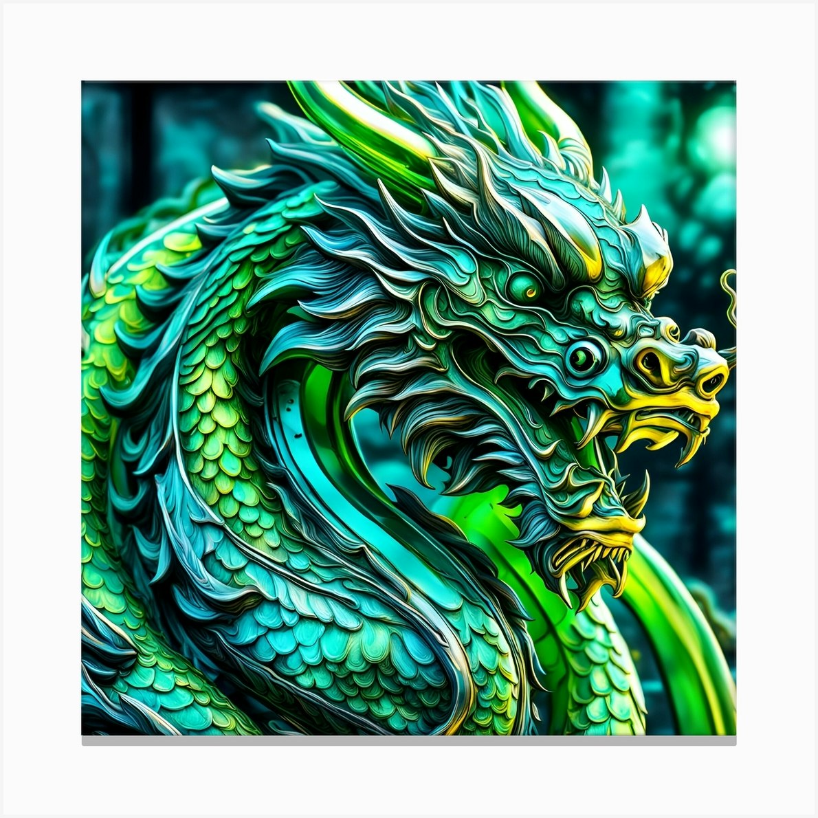 Teal, Green Glass Dragon Canvas Print by Lyle Richards II - Fy