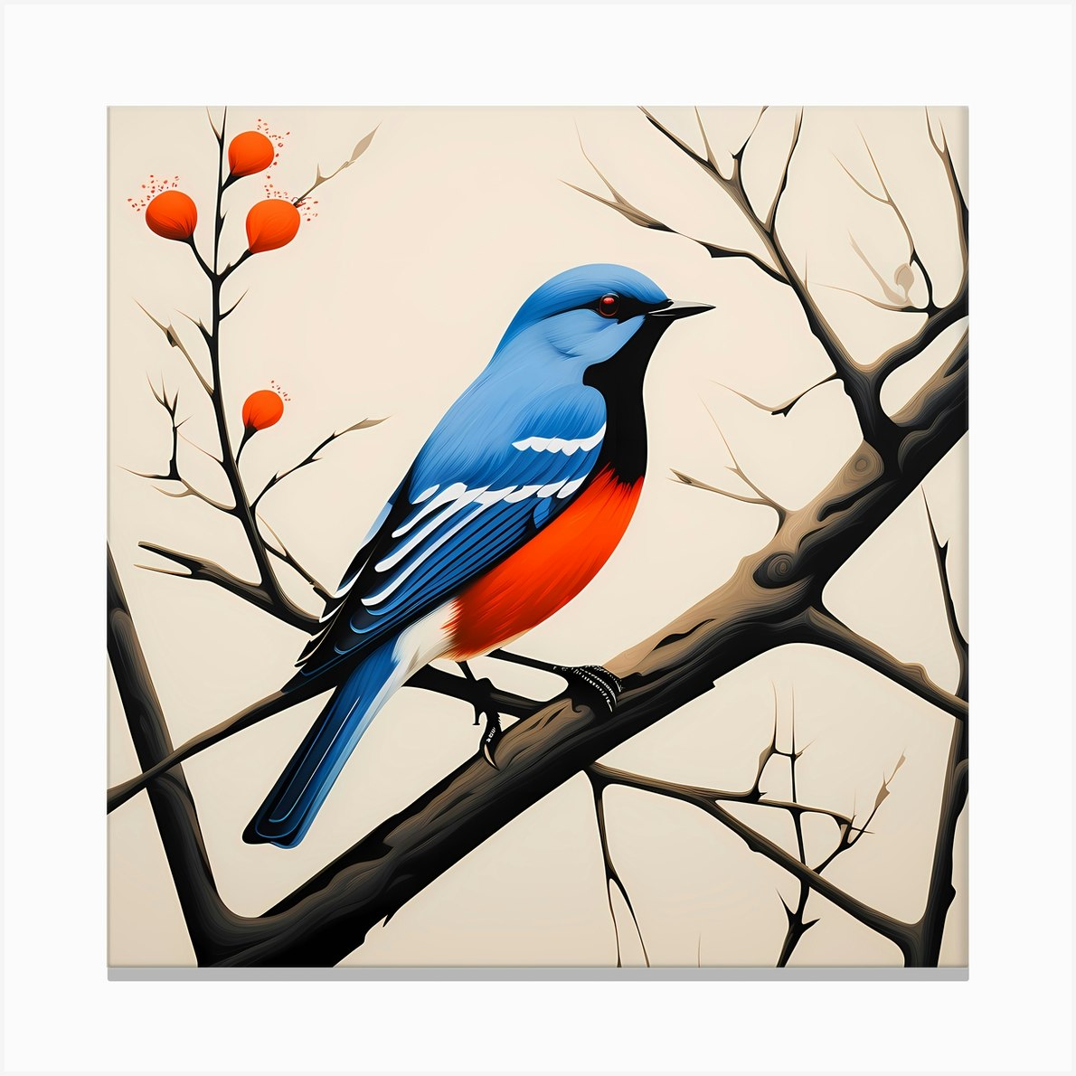 Polish Wycinanki, Bird On a Branch, folk art, 161 Canvas Print by Folk ...