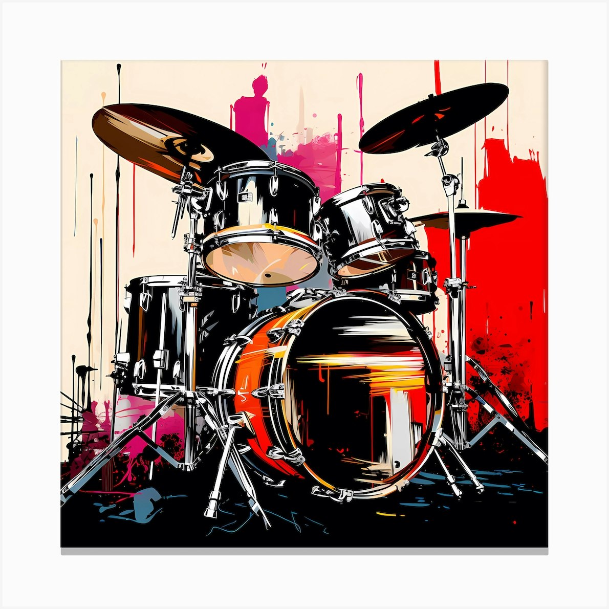 Pop Art Punk Drum Set Canvas Print by SMLThreads Fy