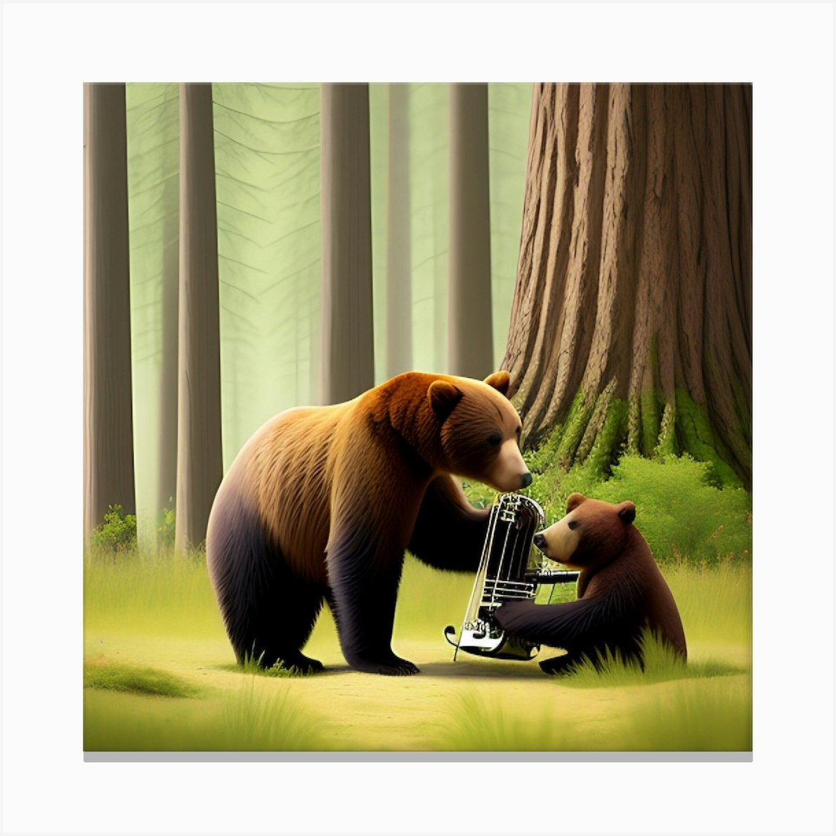 Bears In The Woods Canvas Print by CraftAdventure Fy