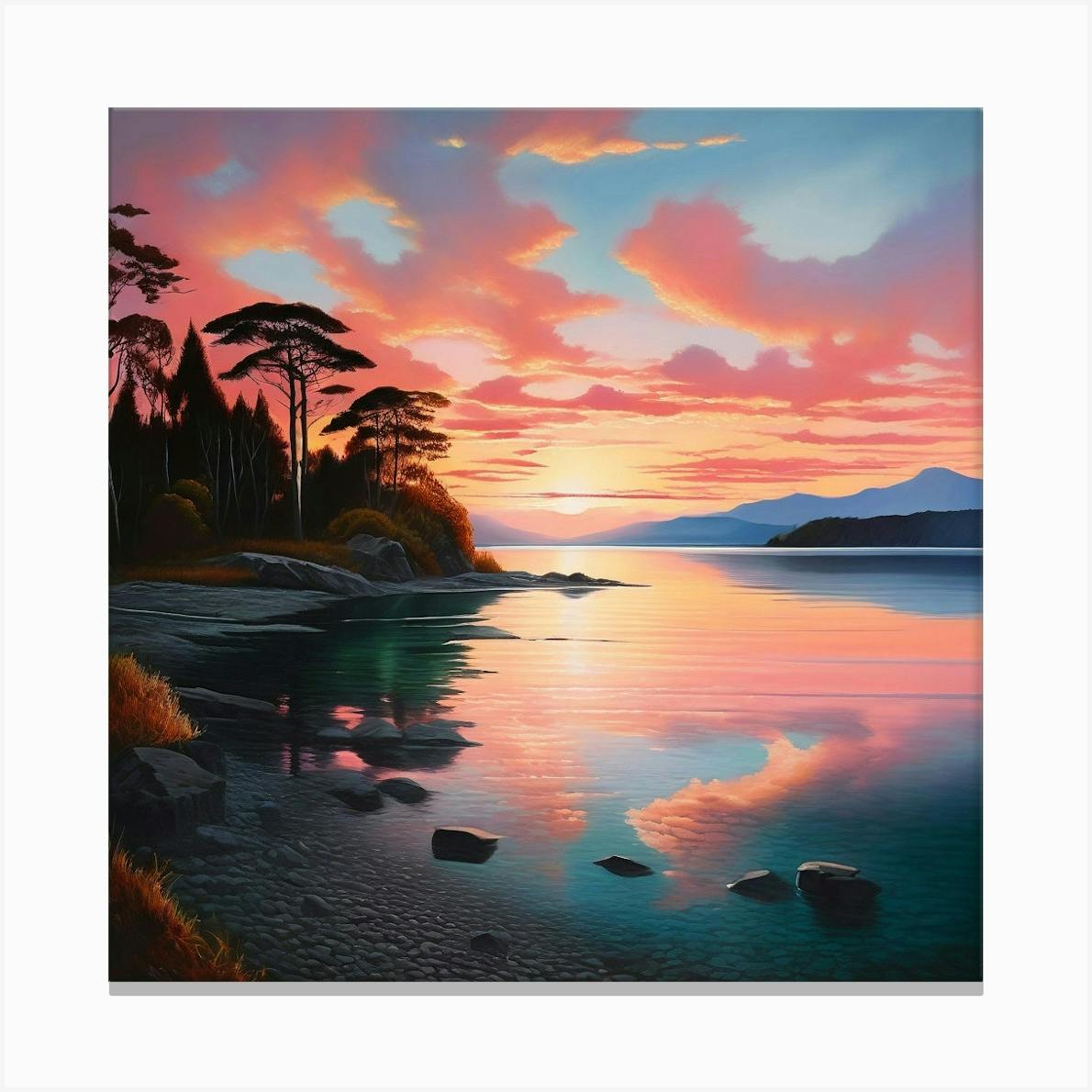 Minted sunset at the sold beach print