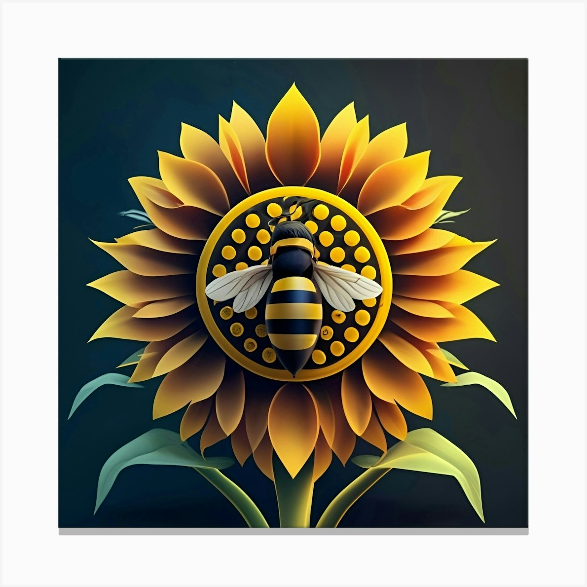 Sunflower With Bee Canvas Print by Balram giri - Fy