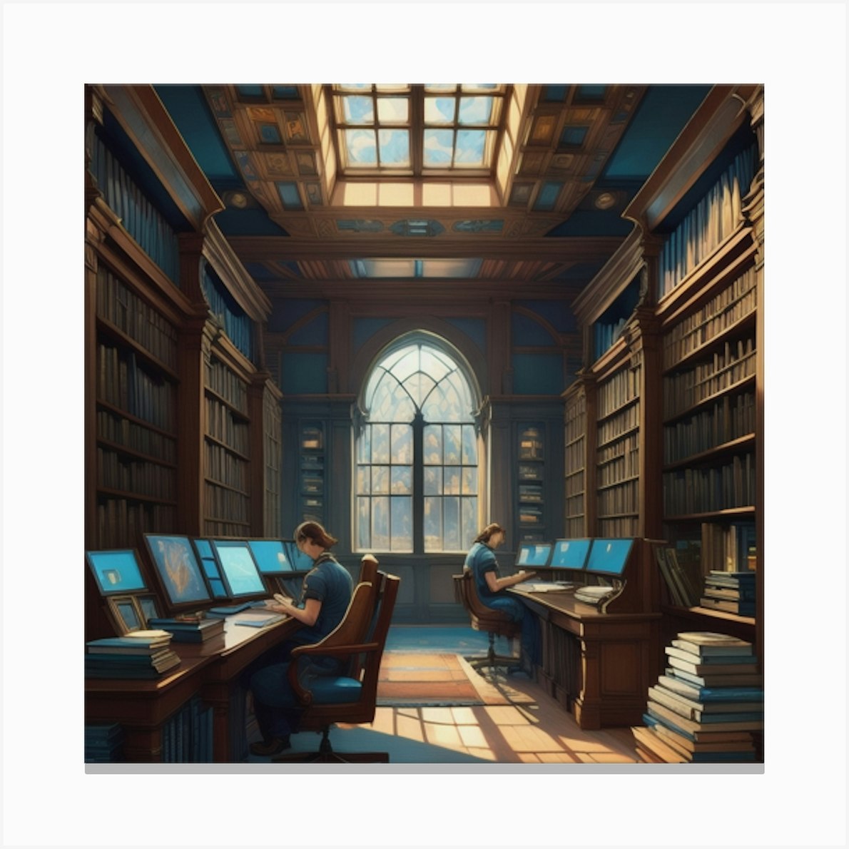 Digital Library Canvas Print by The Warmth Within Fy