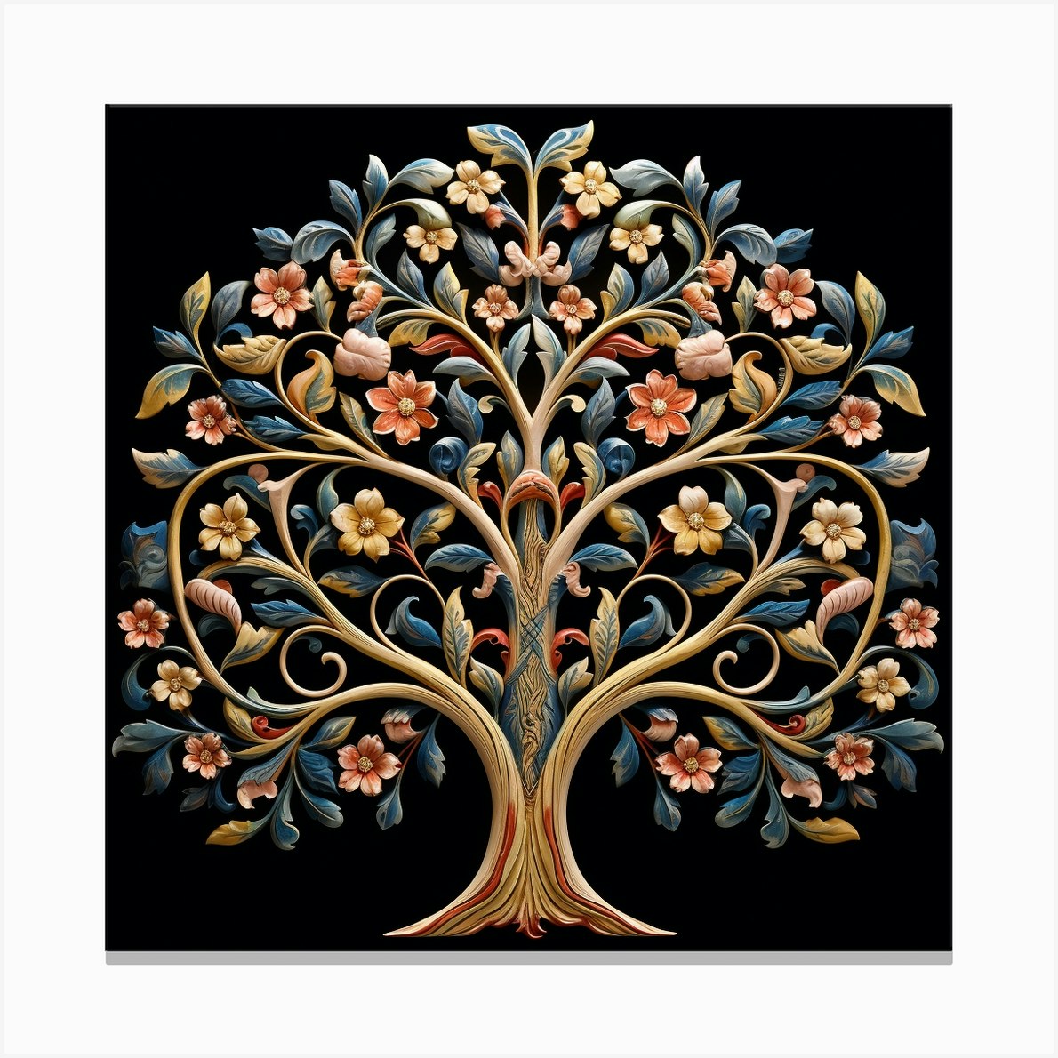 William Morris Inspired Tree Of Life Canvas Print by Boris M Fy