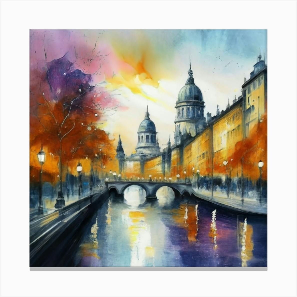 Framed poster Watercolor St Petersburg Urban offers Setting, Watercolor bright Urban Landscape Print, Living Room Watercolor Urban Wall Art