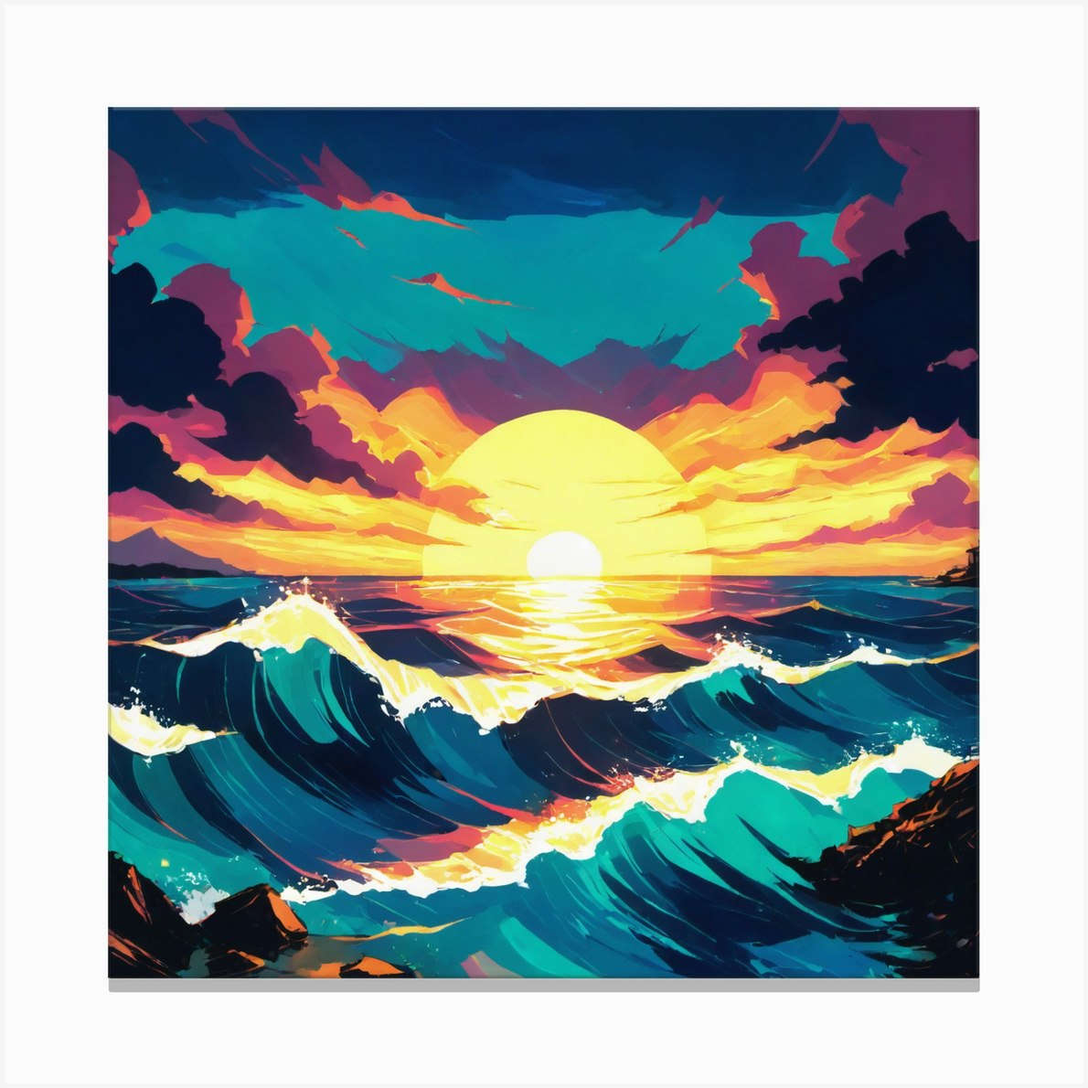 Sunset Painting Ocean Painting Ocean Painting Ocean Painting Painting Canvas Print By