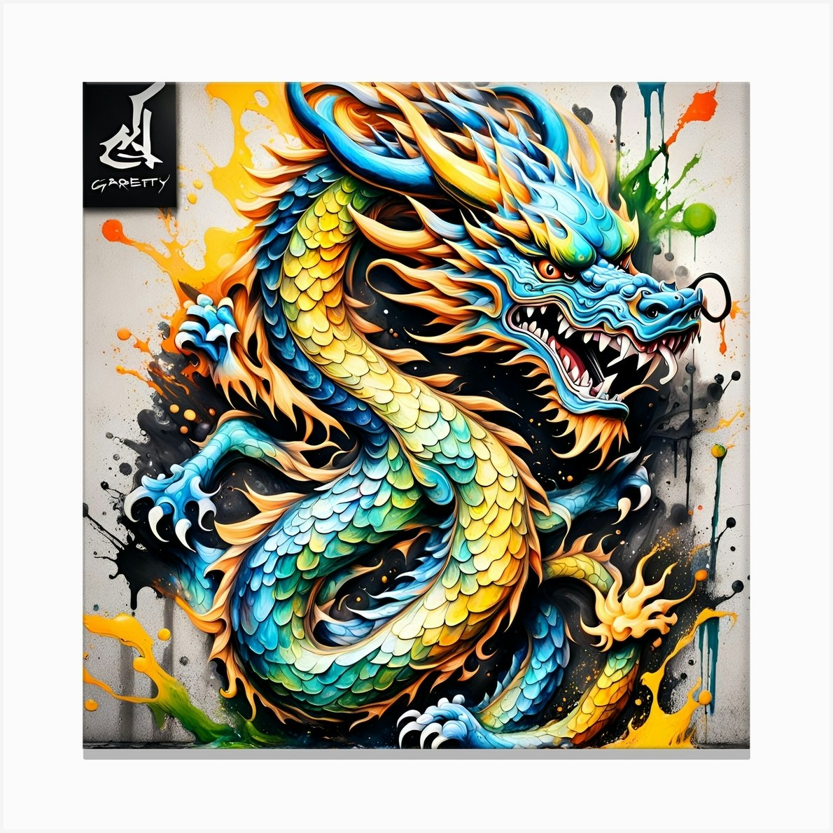 Graffiti Chinese Dragon Canvas Print by Lyle Richards II - Fy