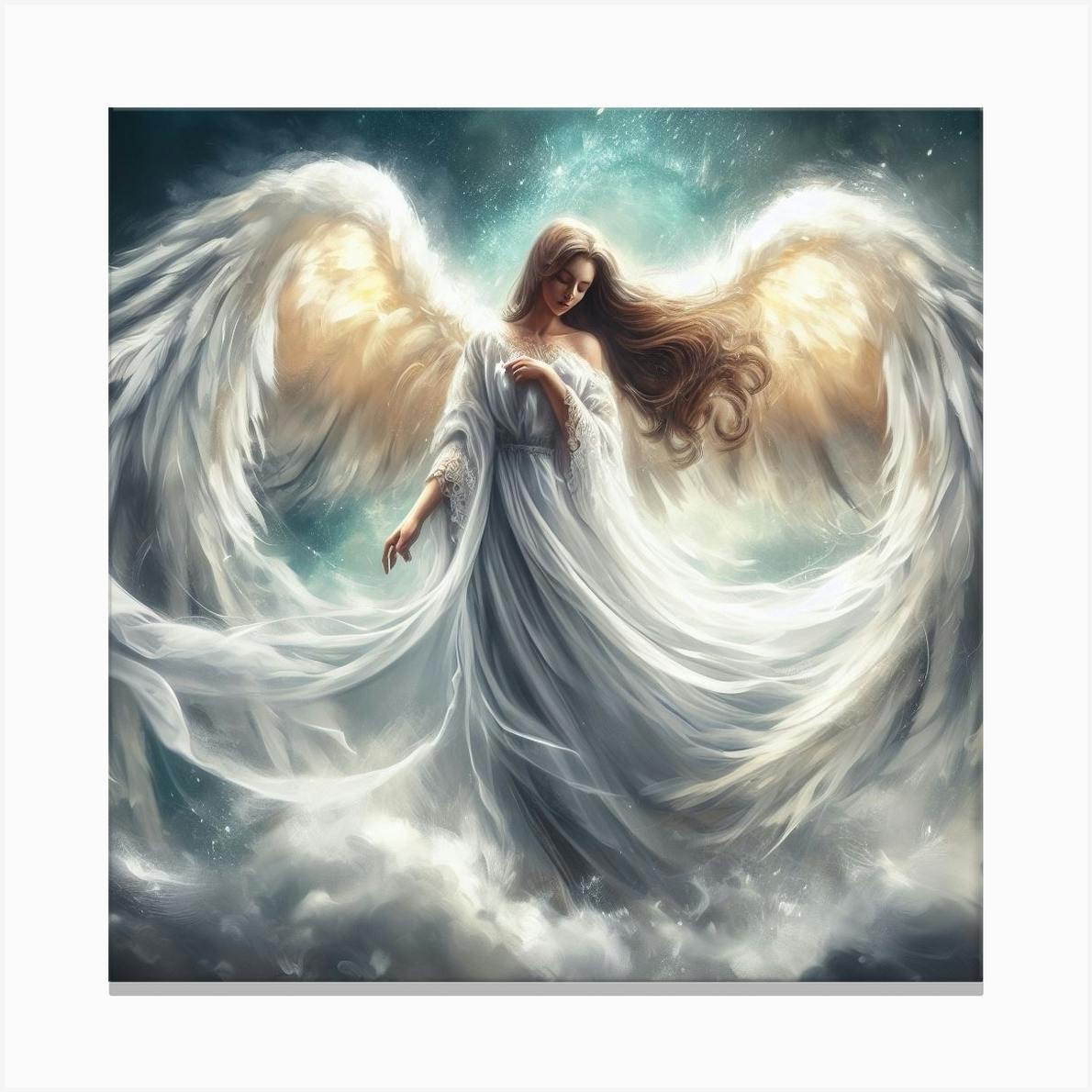 White Fire Being - Angel print, Angel Art, Angel wings, newest fine art print made from Bettina Madini original watercolor painting, unframed