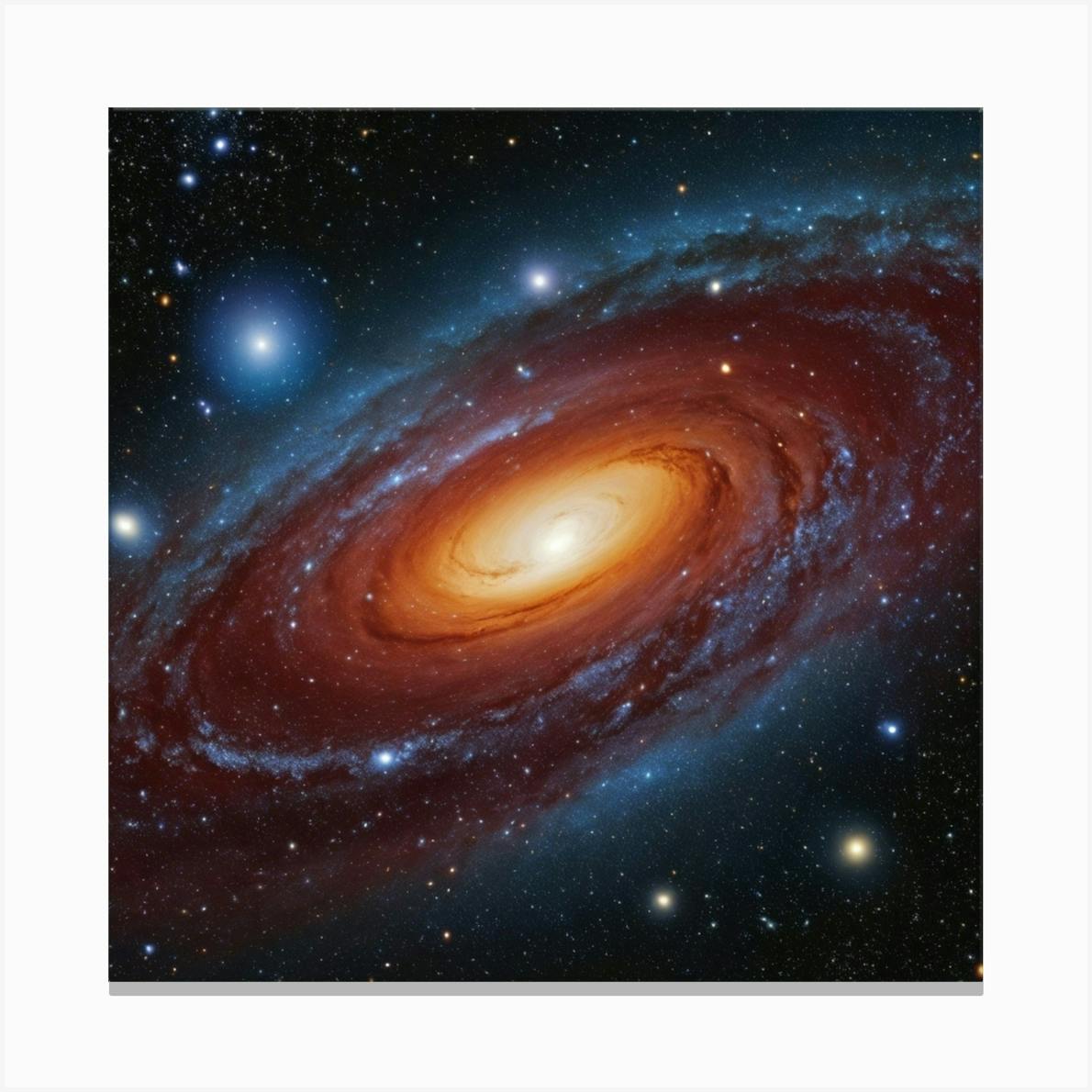 ARTCANVAS Andromeda Spiral Galaxy In Blue Square authentic Hubble Telescope Canvas Art Print