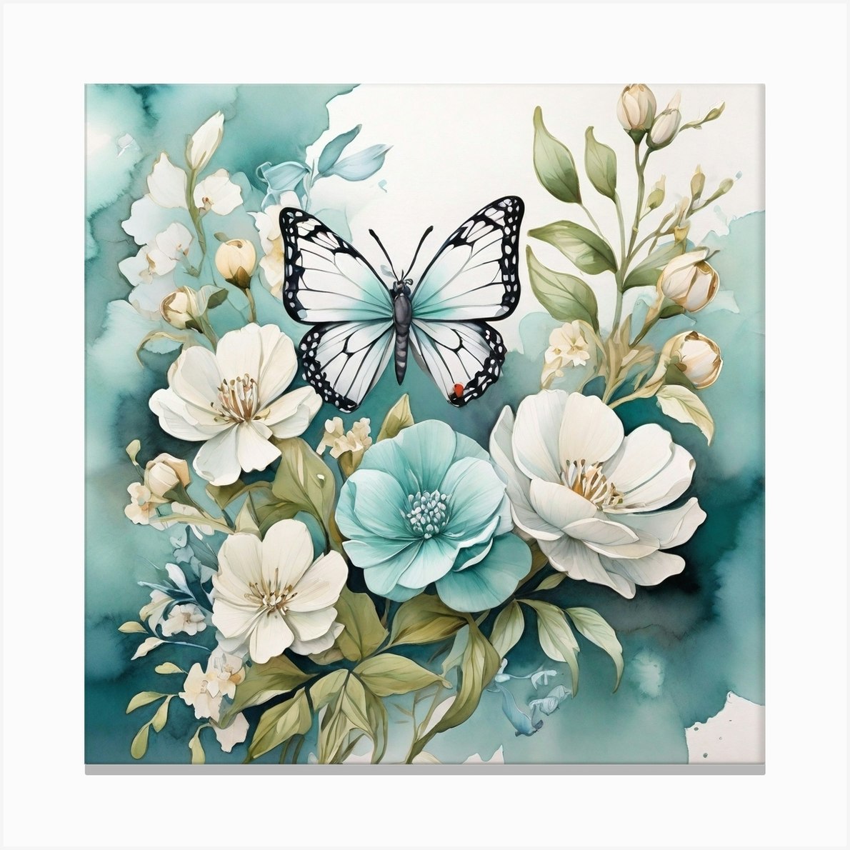 Watercolor Of Flowers And Butterflies 1 Canvas Print By Balram Giri Fy 4775